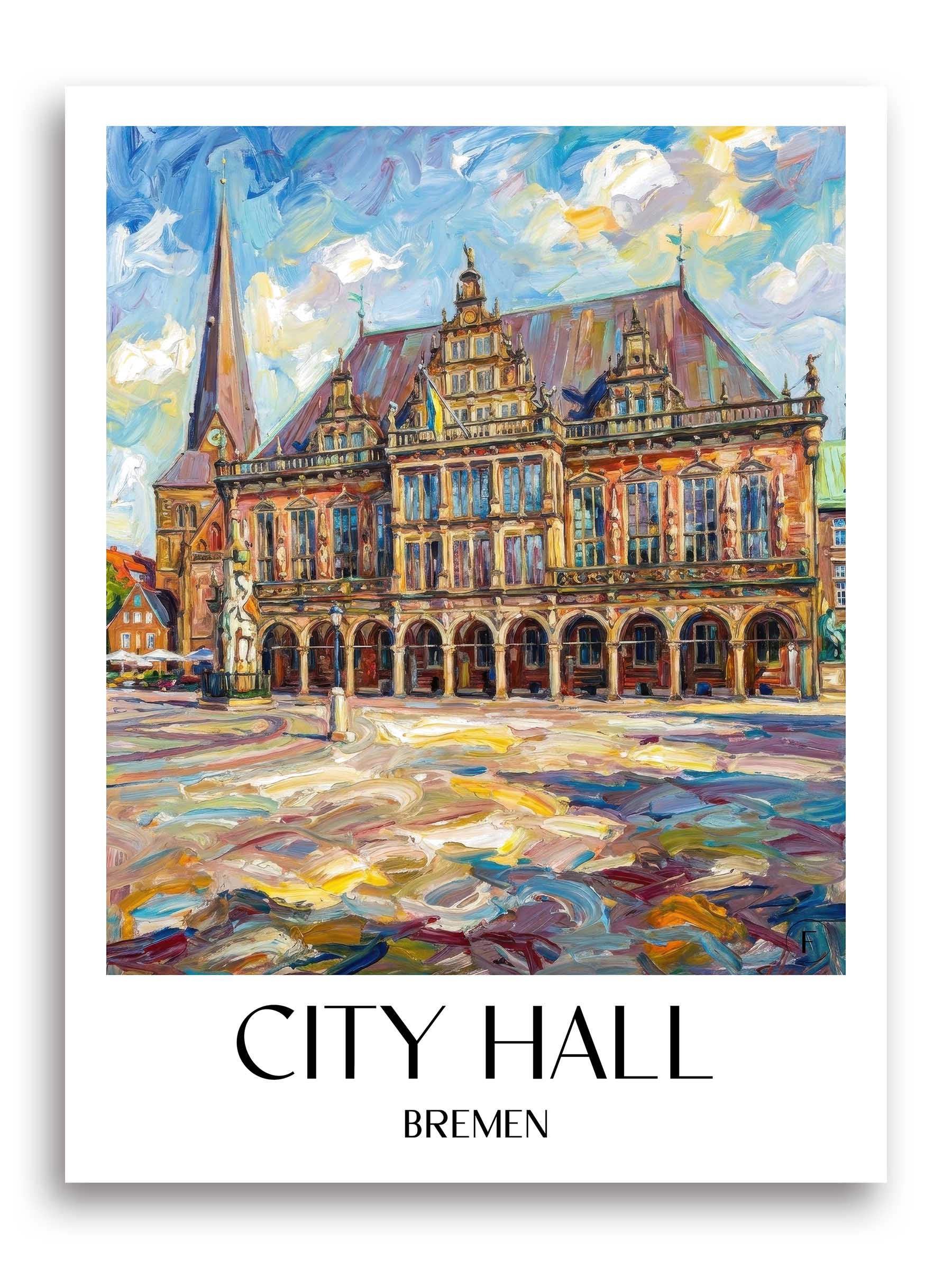 Rathaus Poster - Bremen - Deutschland Kunstdruck - Ölgemälde von A4 bis A1 - favplace