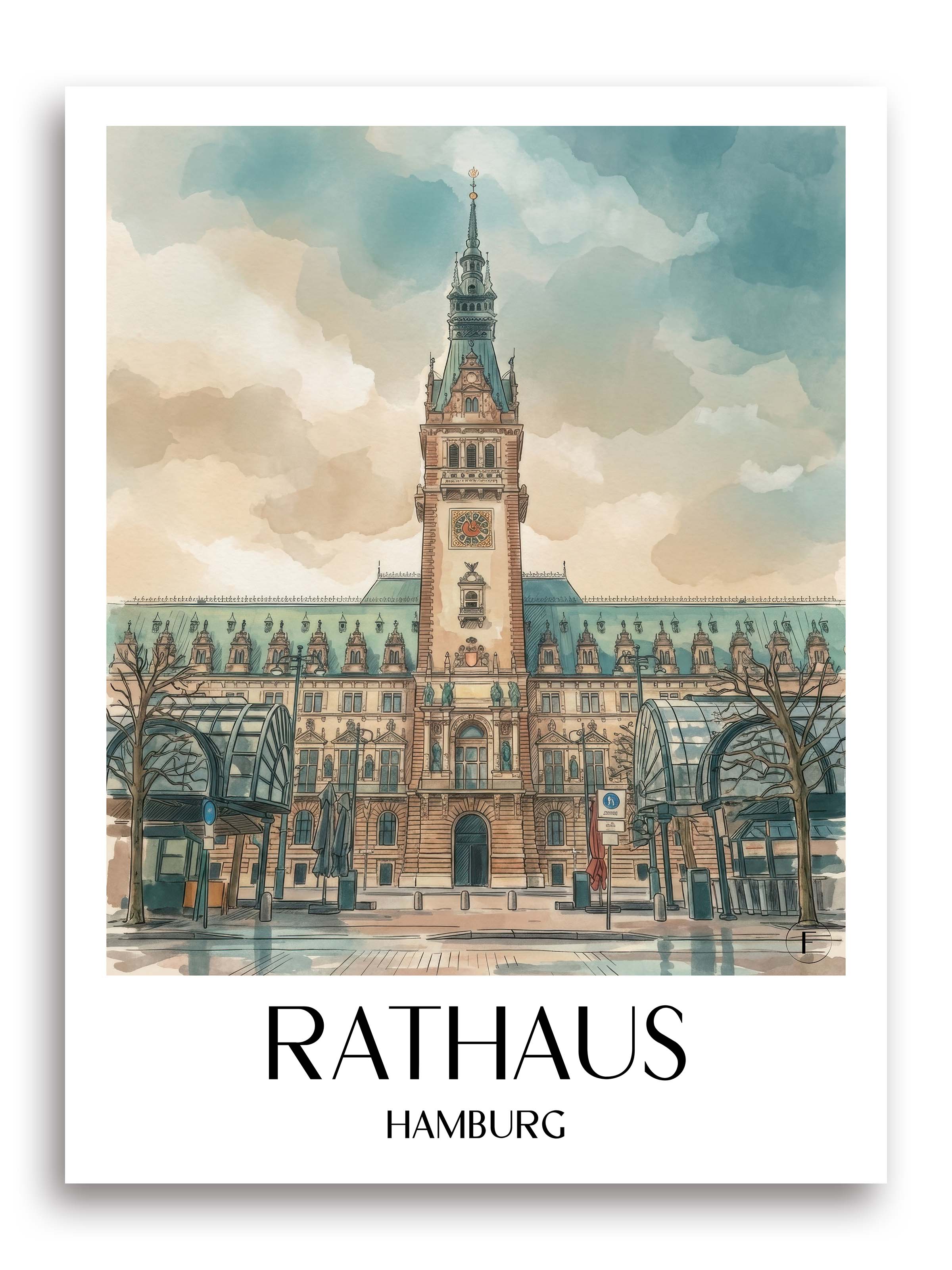 rathaus-hamburg-deutschland-poster-aquarell