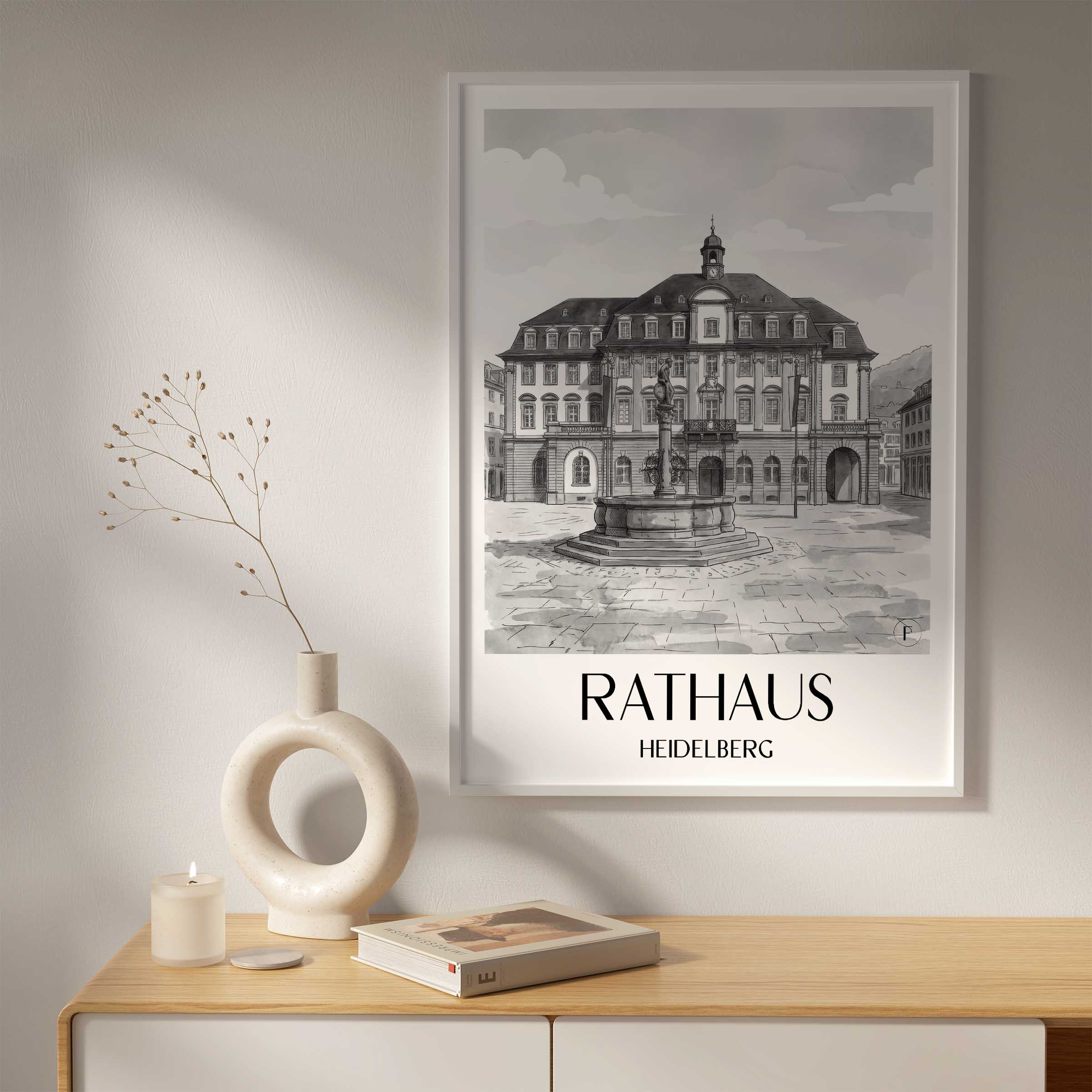 rathaus-heidelberg-deutschland-poster-aquarell-schwarz-weiss