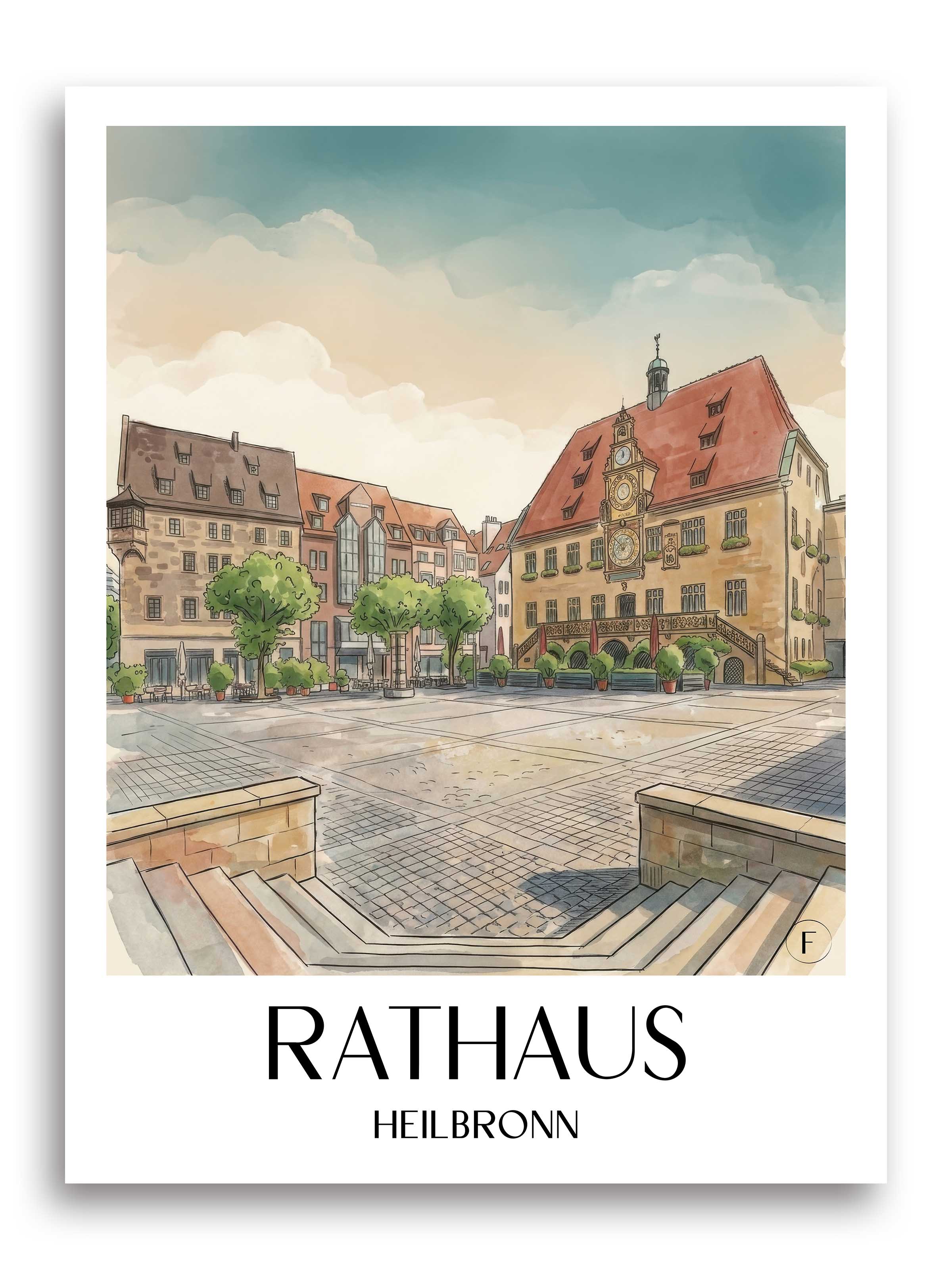 rathaus-heilbronn-deutschland-poster-aquarell