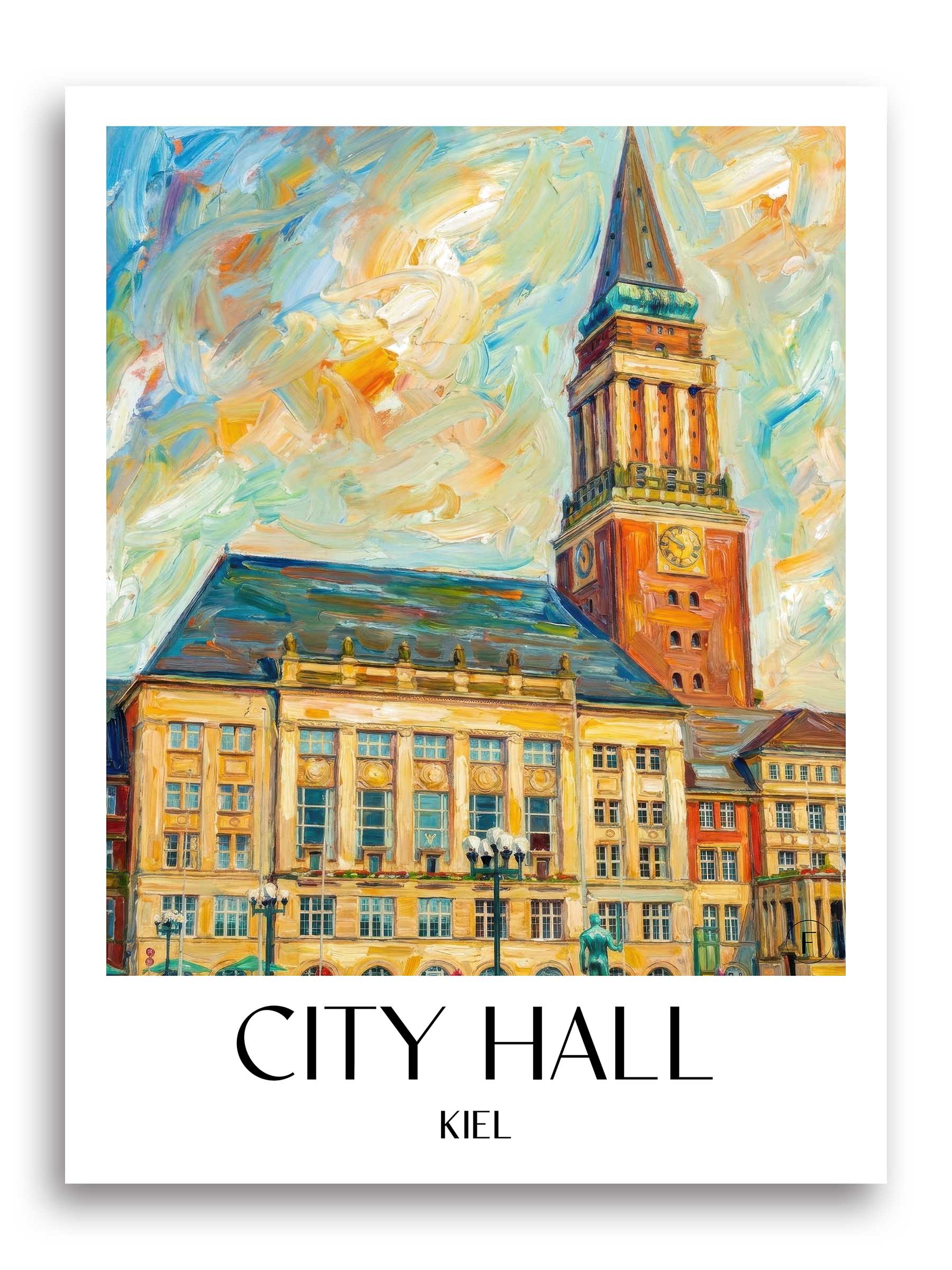 Rathaus Poster - Kiel - Deutschland Kunstdruck - Ölgemälde von A4 bis A1 - favplace