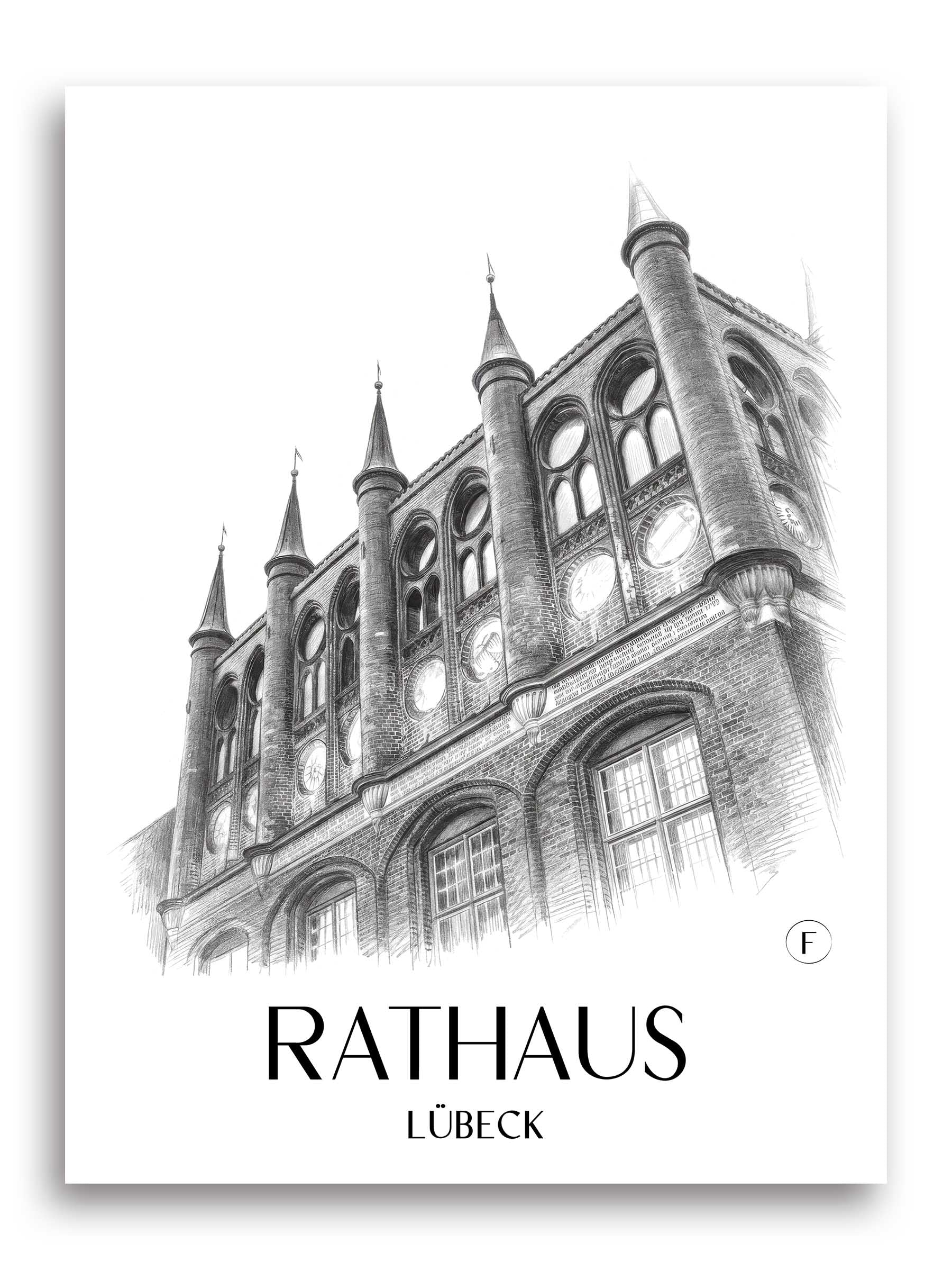 rathaus-lübeck-deutschland-poster-bleistift-zeichnung-drawing
