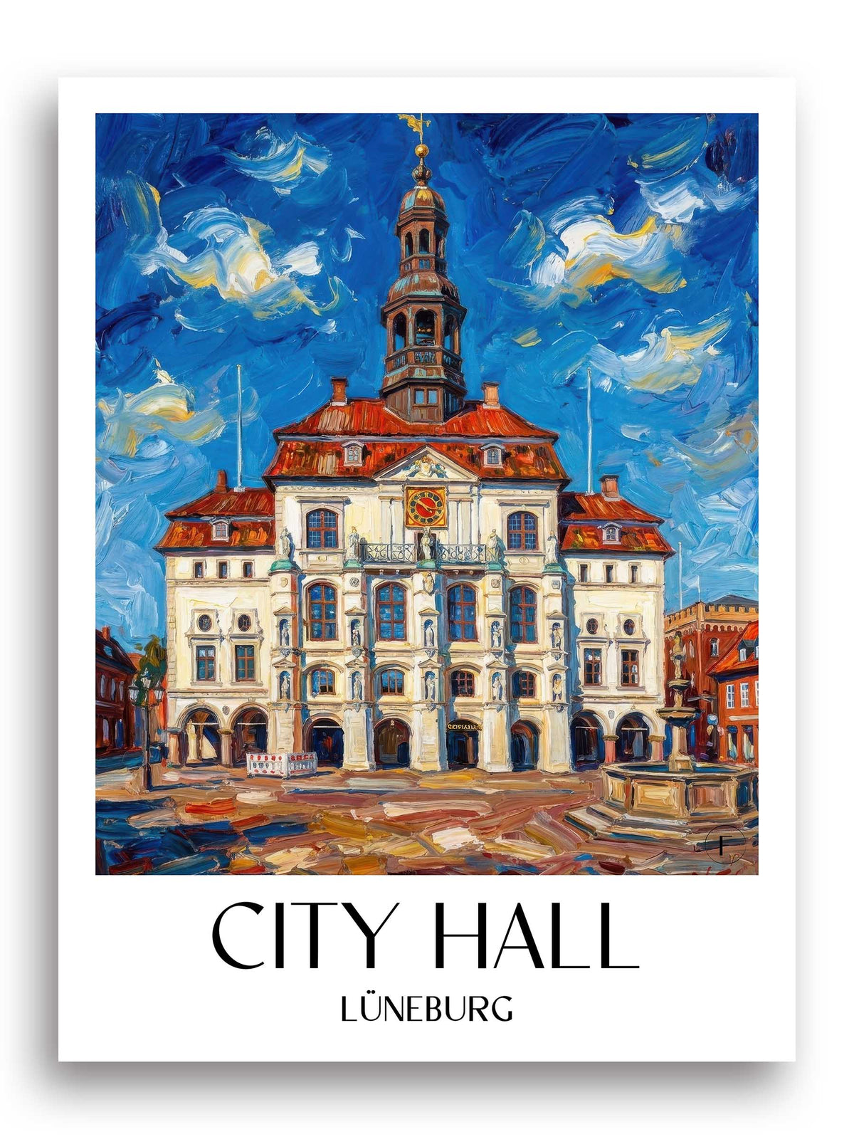 Rathaus Poster - Lüneburg - Deutschland Kunstdruck - Ölgemälde von A4 bis A1 - favplace