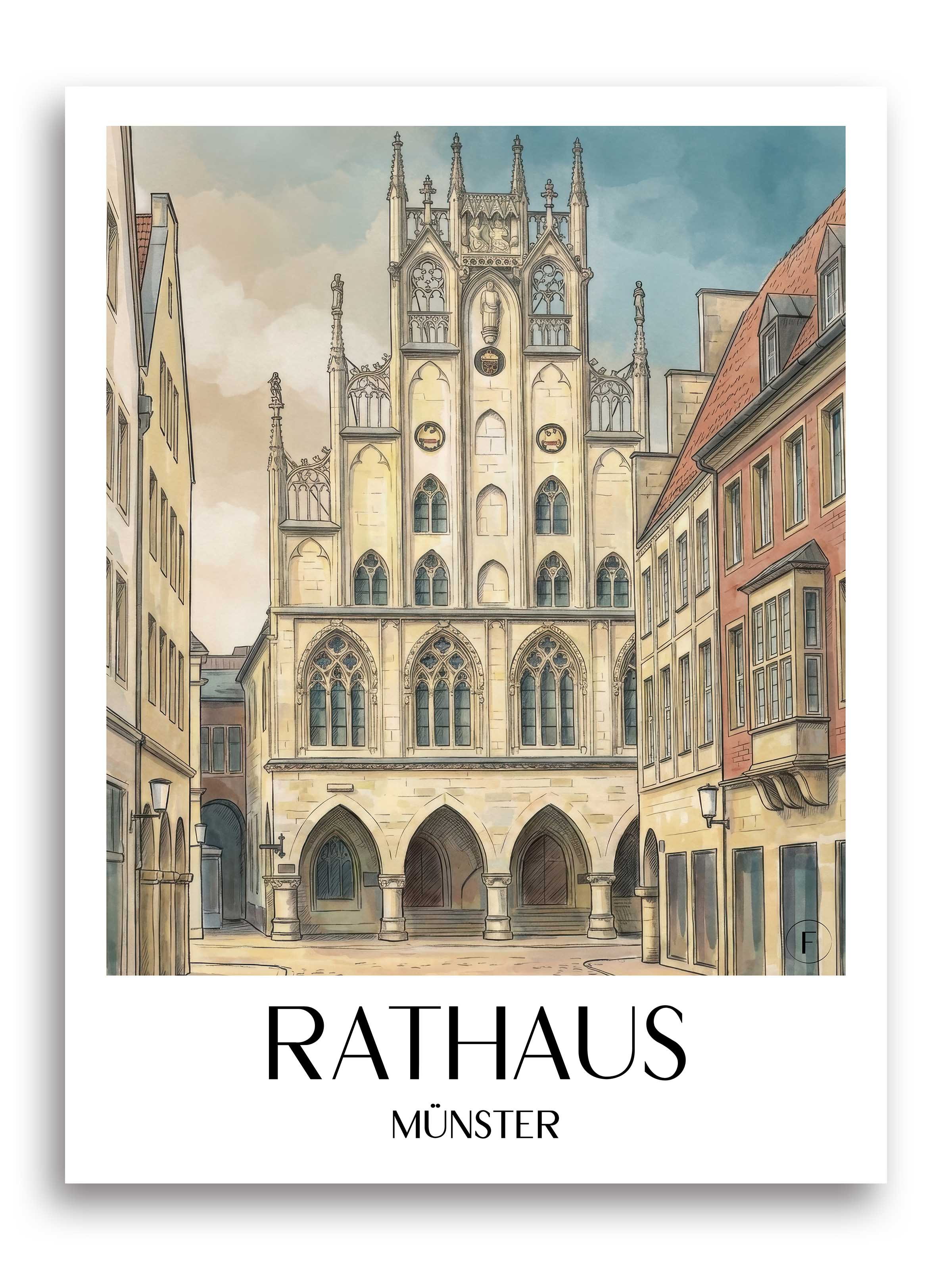 rathaus-münster-deutschland-poster-aquarell