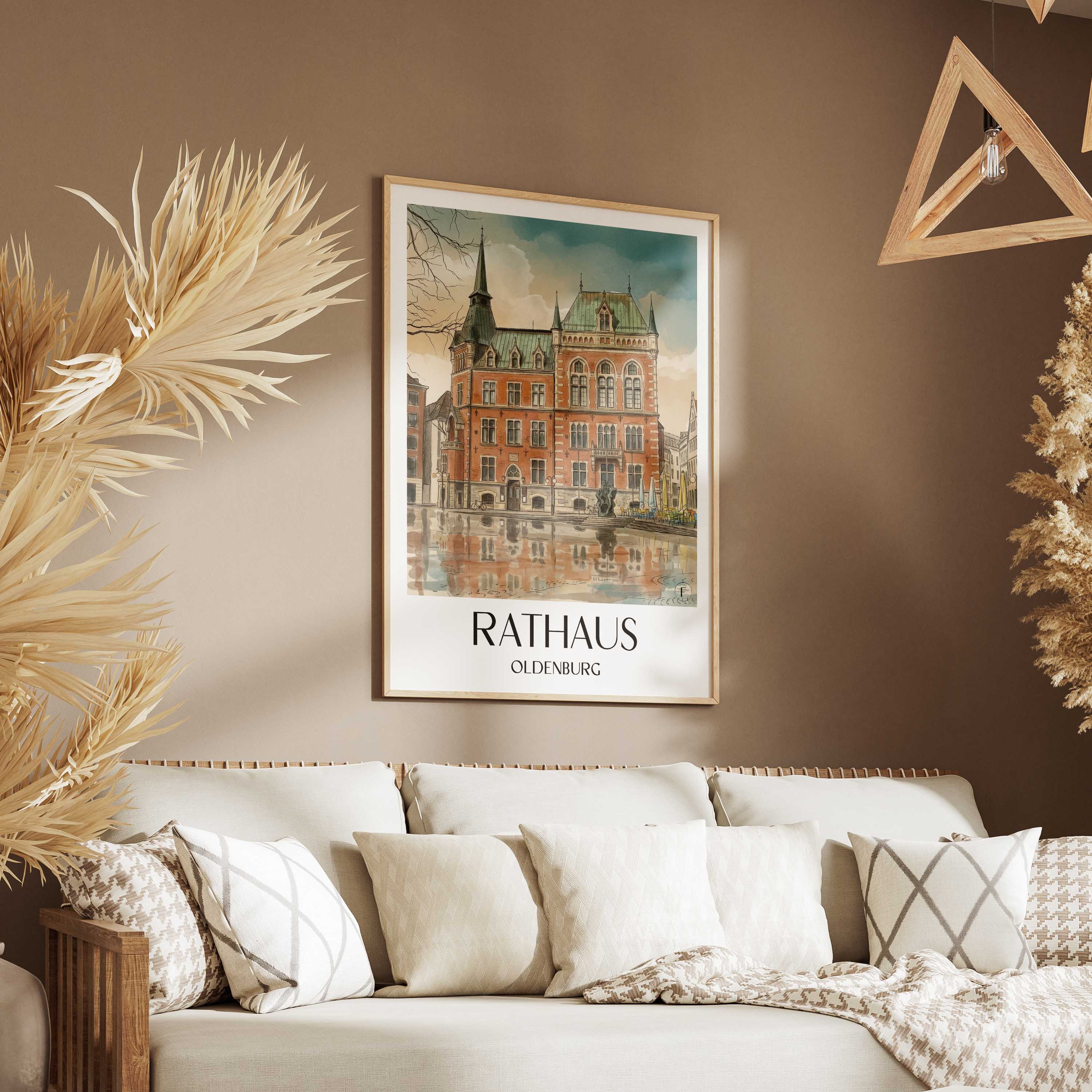 rathaus-oldenburg-deutschland-poster-aquarell