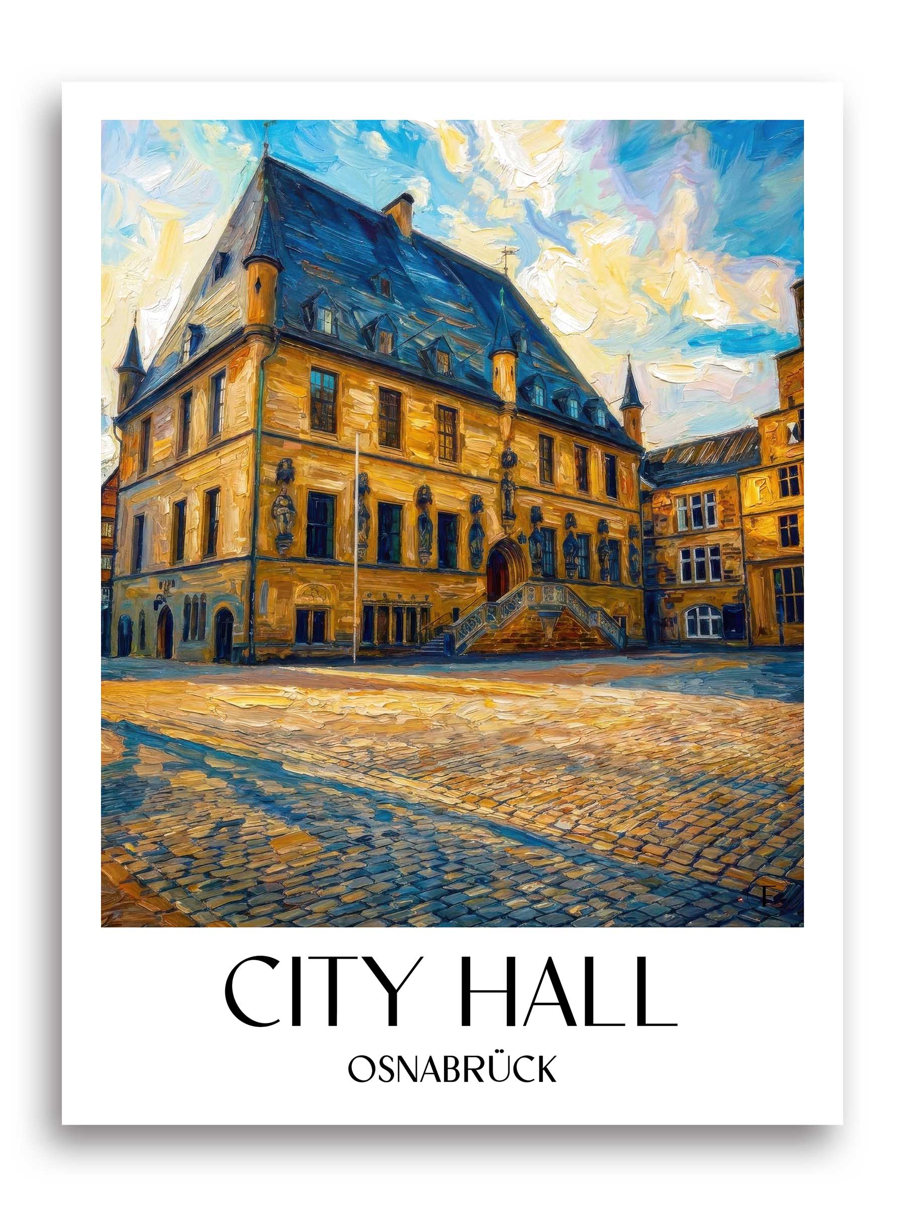 Rathaus Poster - Osnabrück - Deutschland Kunstdruck - Ölgemälde von A4 bis A1 - favplace