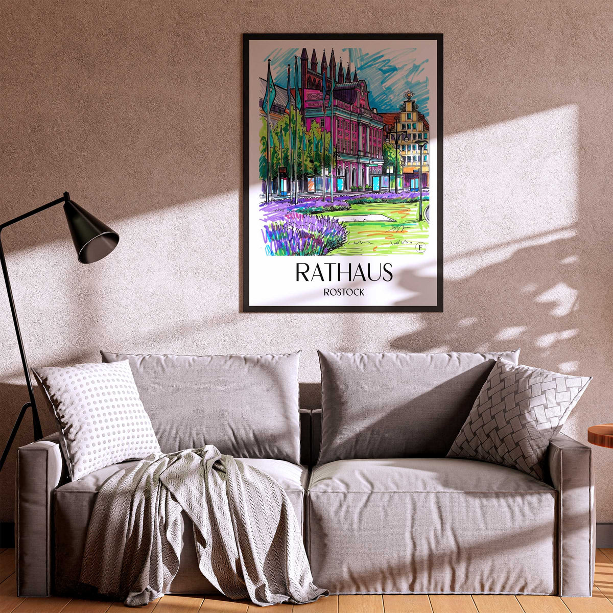 rathaus-rostock-deutschland-poster-graffiti