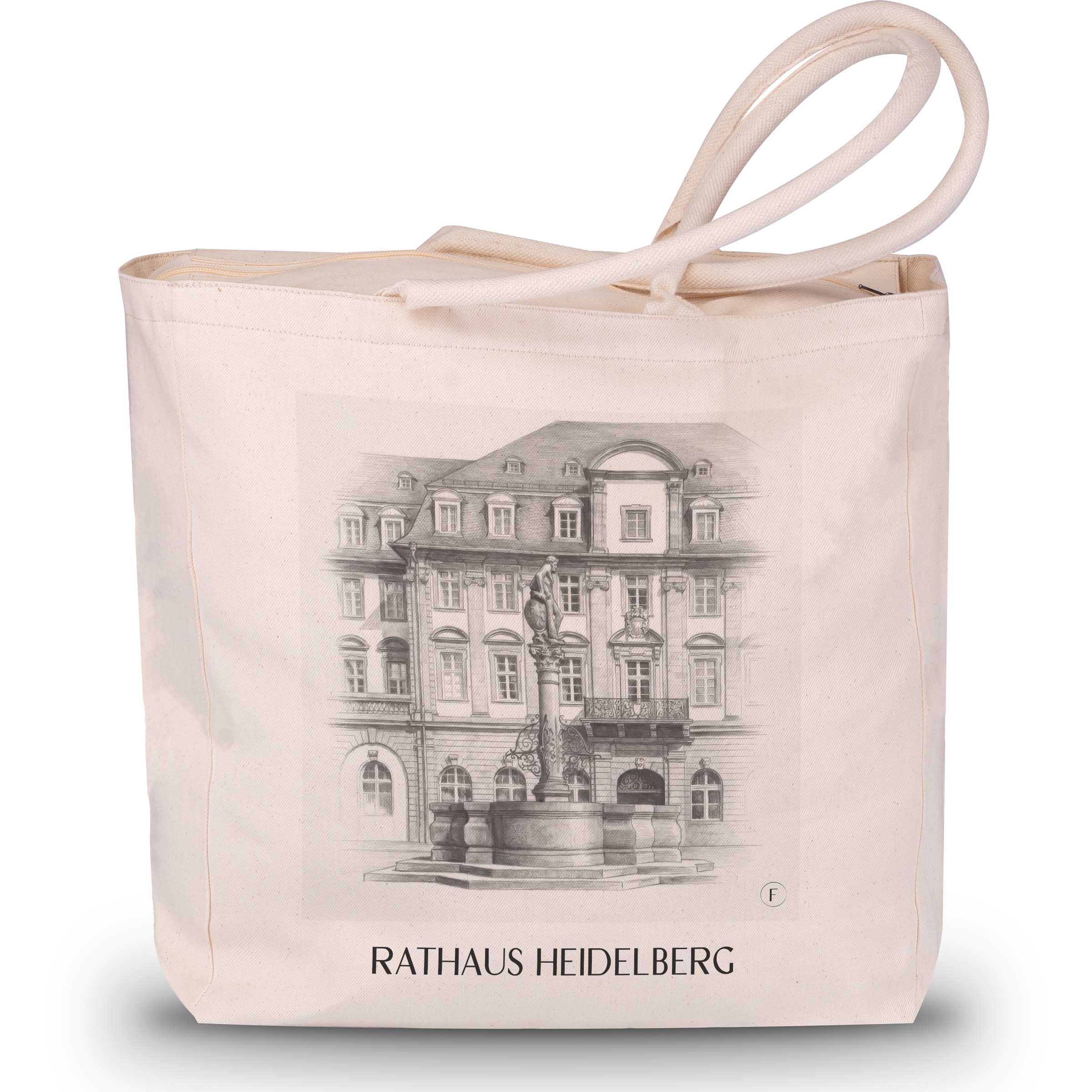 rathaus-heidelberg-deutschland-einkaufstasche-bleistift-zeichnung-drawing