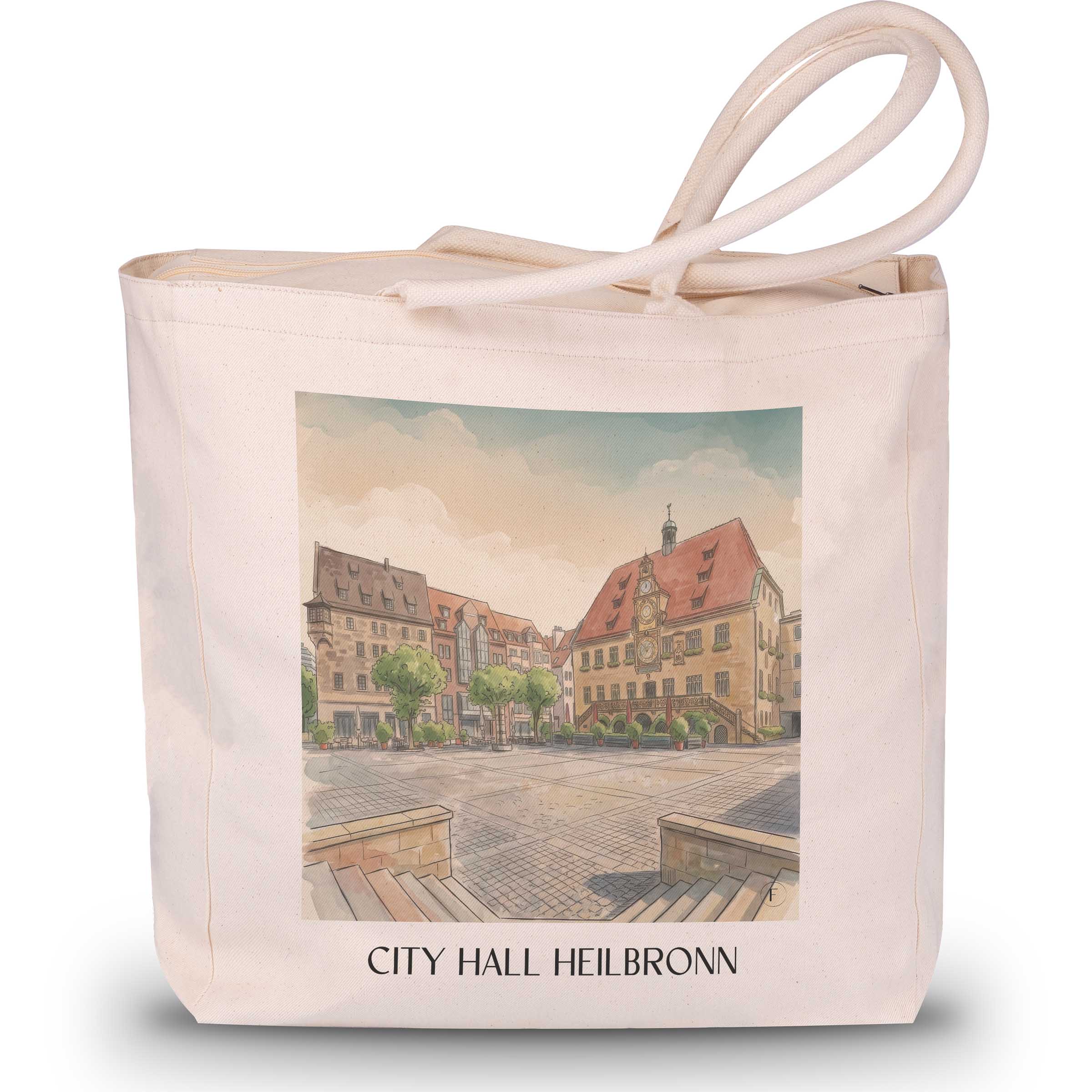 Rathaus Shopping Tasche - Heilbronn - Deutschland Tote Bag - Einkaufstasche im Aquarell Stil - favplace