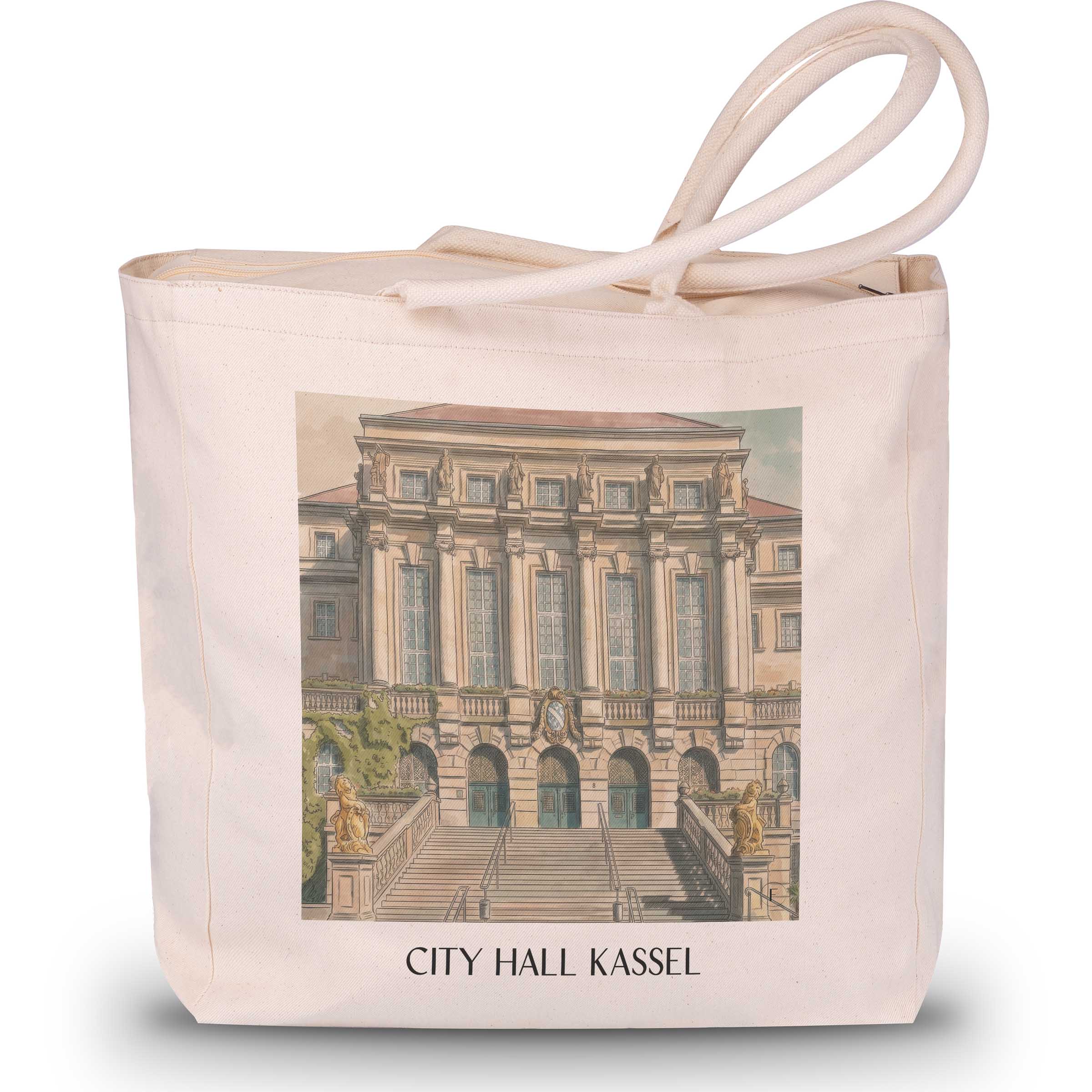 Rathaus Shopping Tasche - Kassel - Deutschland Tote Bag - Einkaufstasche im Aquarell Stil - favplace