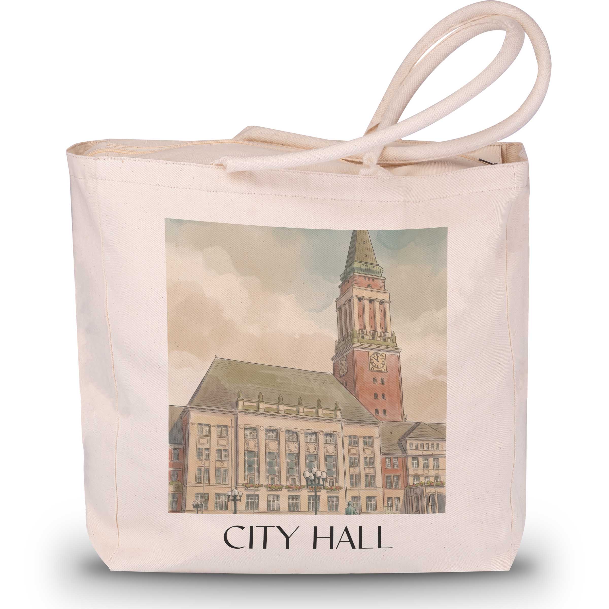 Rathaus Shopping Tasche - Kiel - Deutschland Tote Bag - Einkaufstasche im Aquarell Stil - favplace