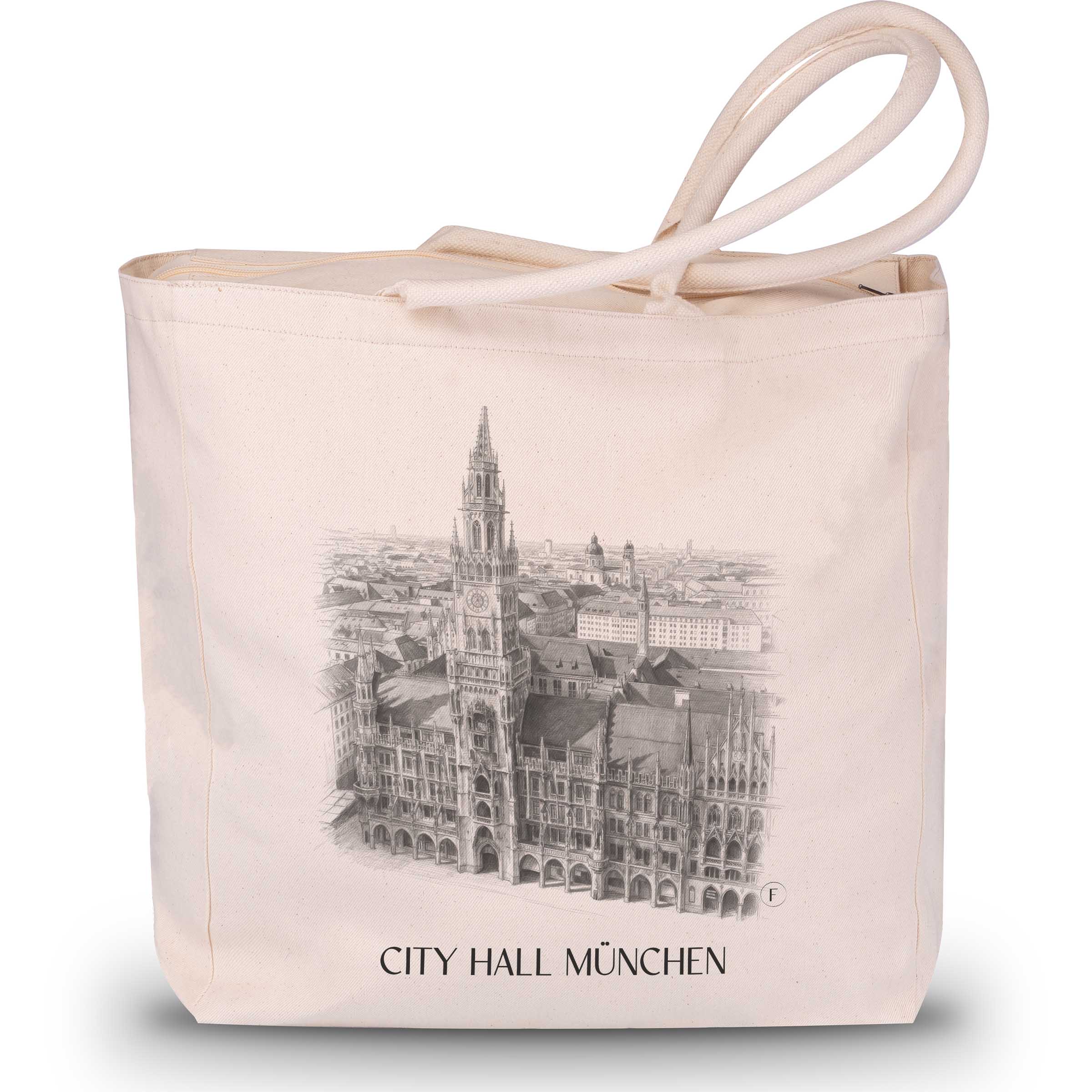 Town Hall Shopping Bag - Munich - Germany Tote Bag - Drawing Style Shopping Bag