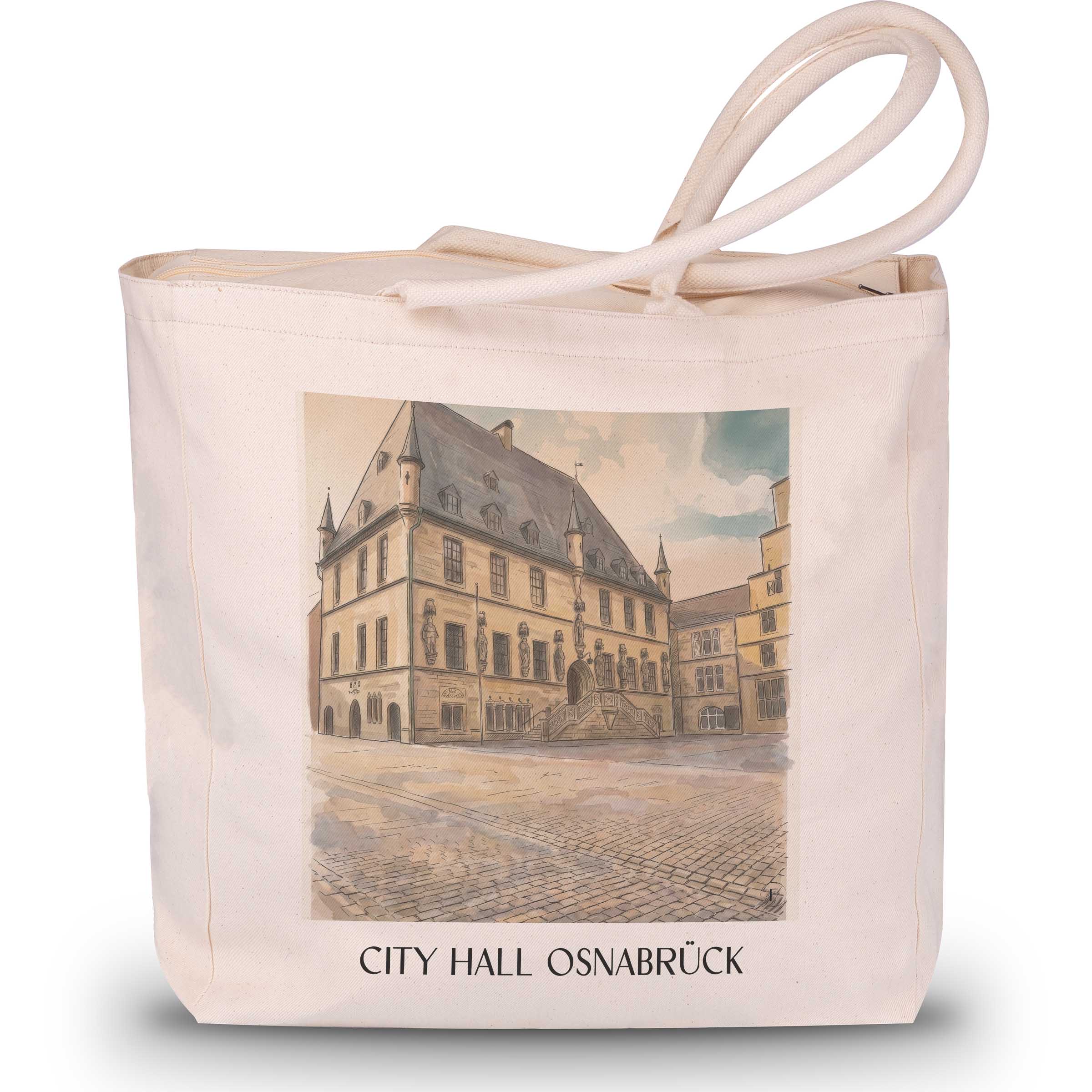 Rathaus Shopping Tasche - Osnabrück - Deutschland Tote Bag - Einkaufstasche im Aquarell Stil - favplace