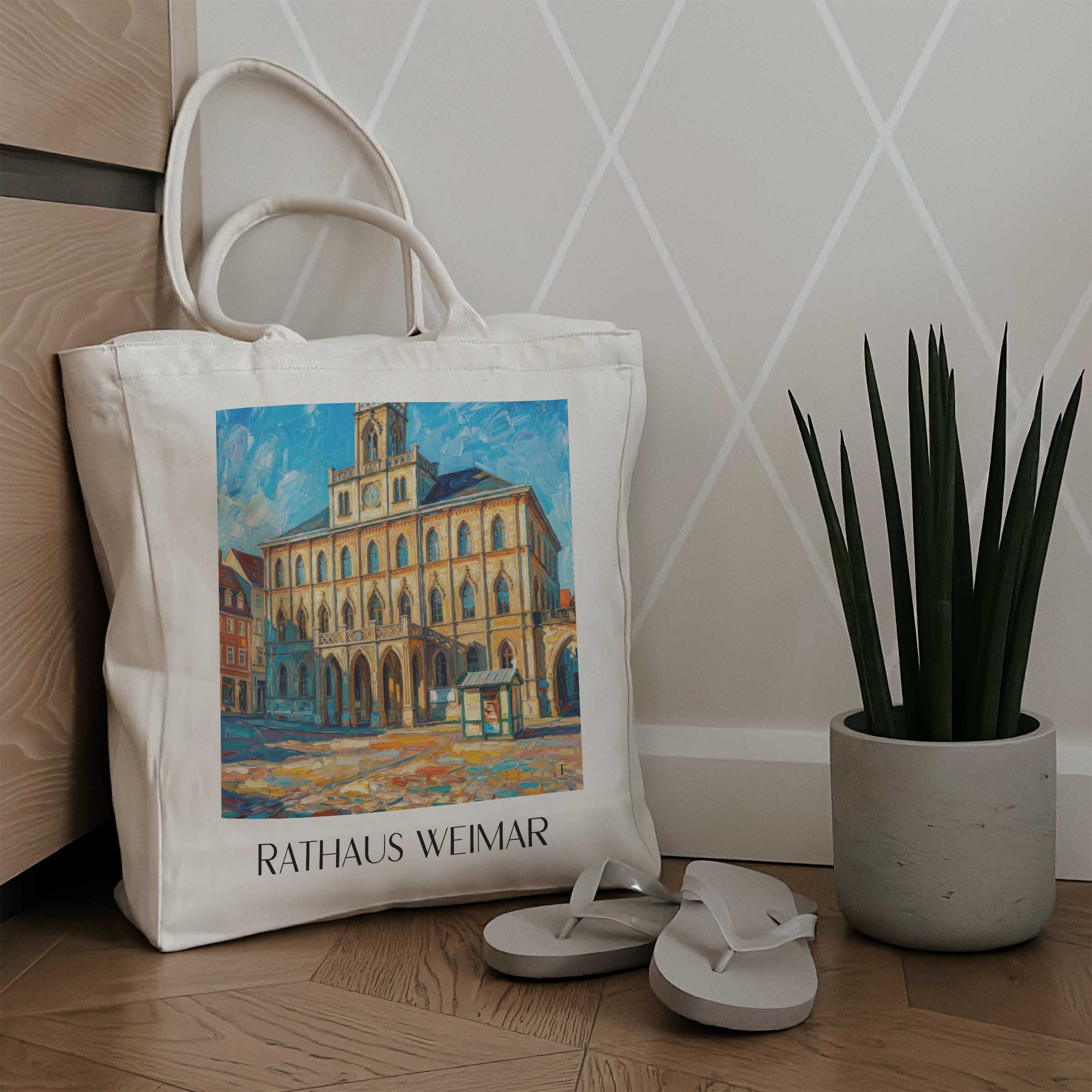 rathaus-weimar-deutschland-einkaufstasche-oil-painting-oelgemaelde