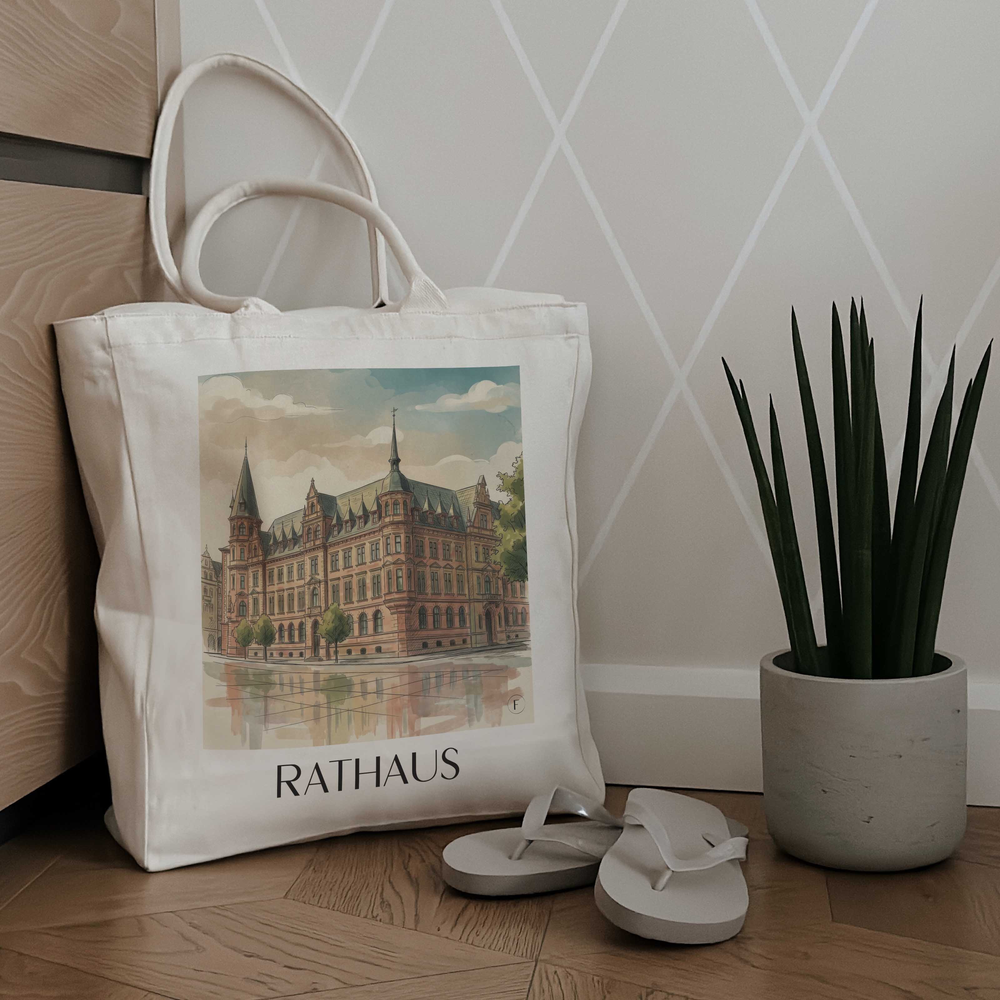 rathaus-wiesbaden-deutschland-einkaufstasche-aquarell