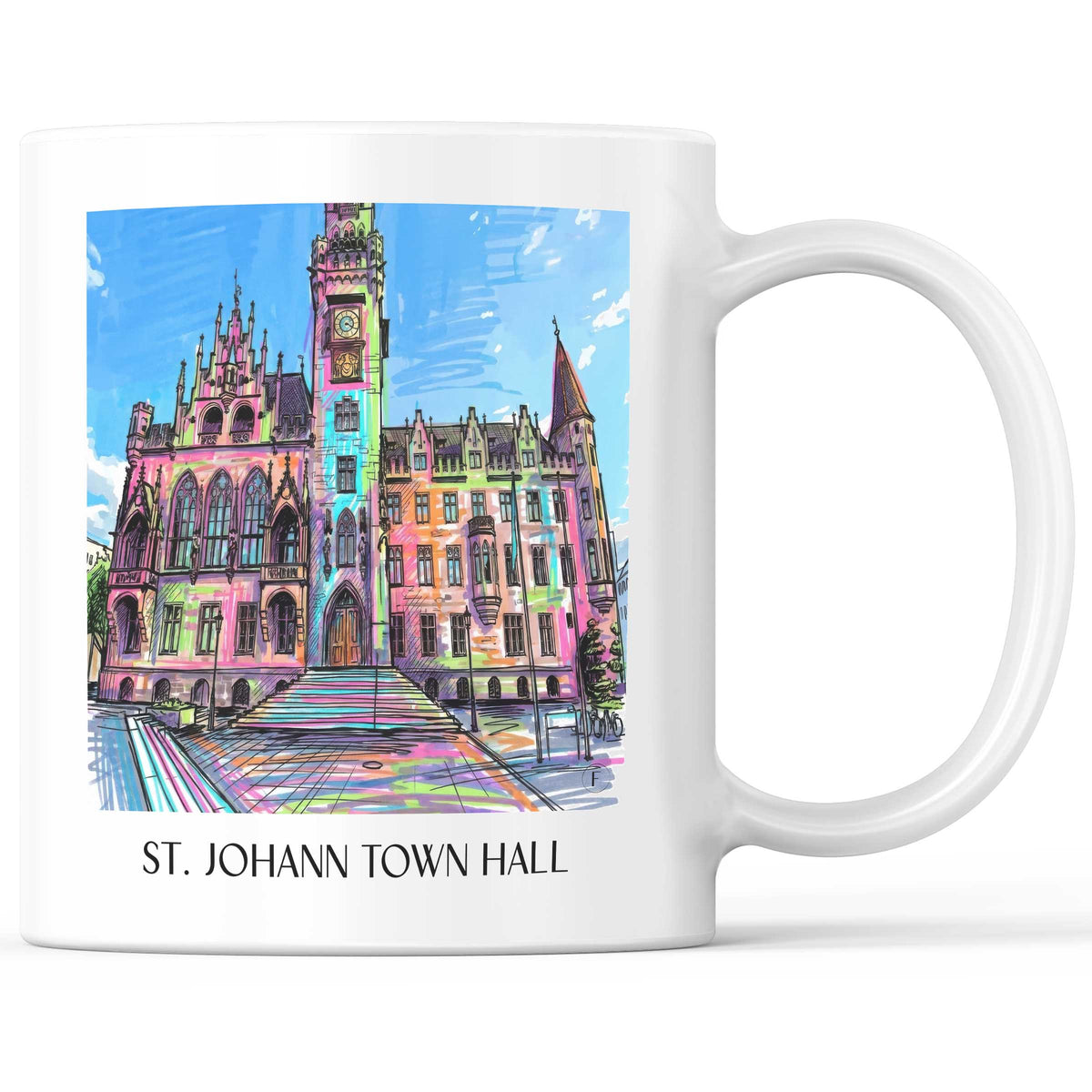 Rathaus St. Johann Kaffeebecher - Saarbrücken - Deutschland Becher - Kaffeetasse im Tag Graffiti Stil - favplace