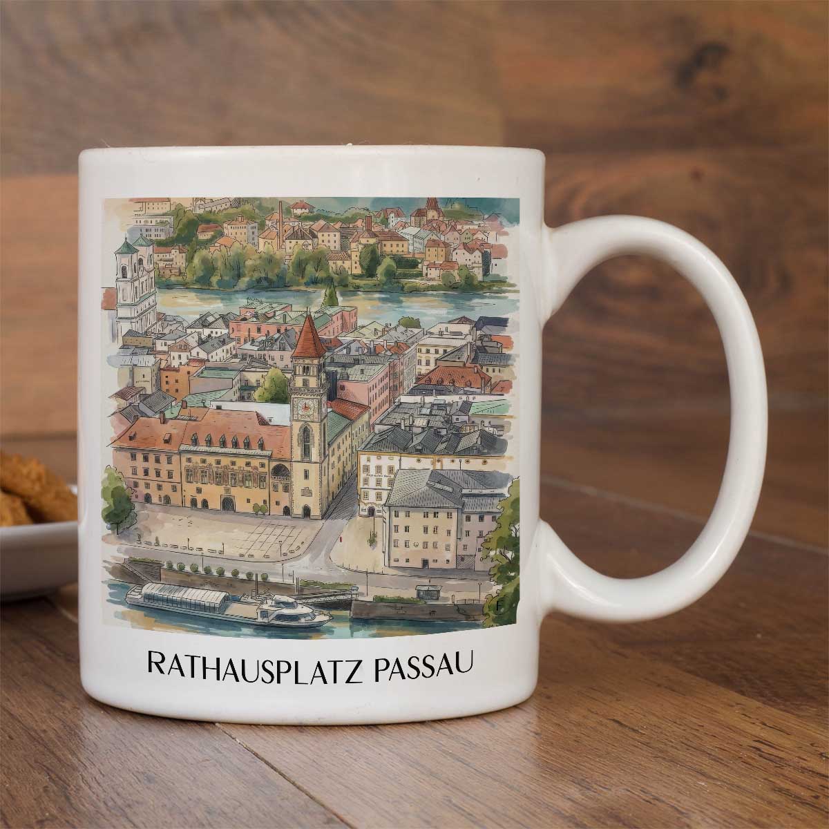 rathausplatz-passau-deutschland-kaffeebecher-aquarell