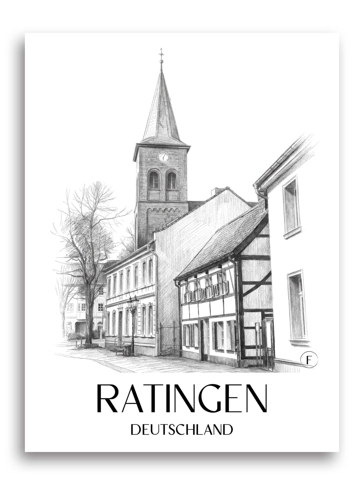 ratingen-deutschland-poster-bleistift-zeichnung-drawing