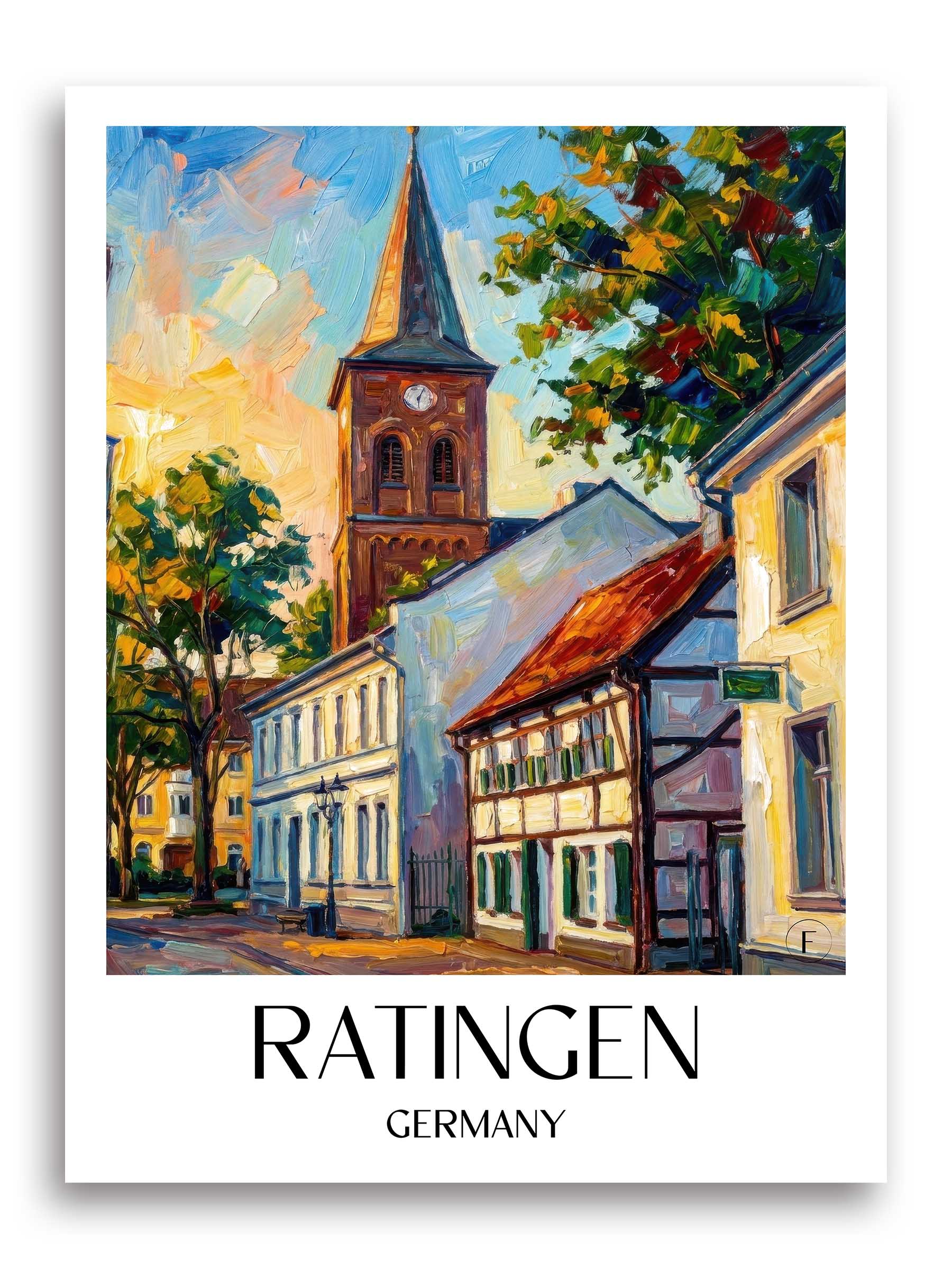 Ratingen Poster - - Deutschland Kunstdruck - Ölgemälde von A4 bis A1 - favplace