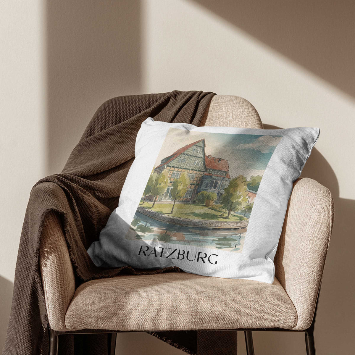 ratzburg-schleswig-holstein-deutschland-kissenbezug-aquarell