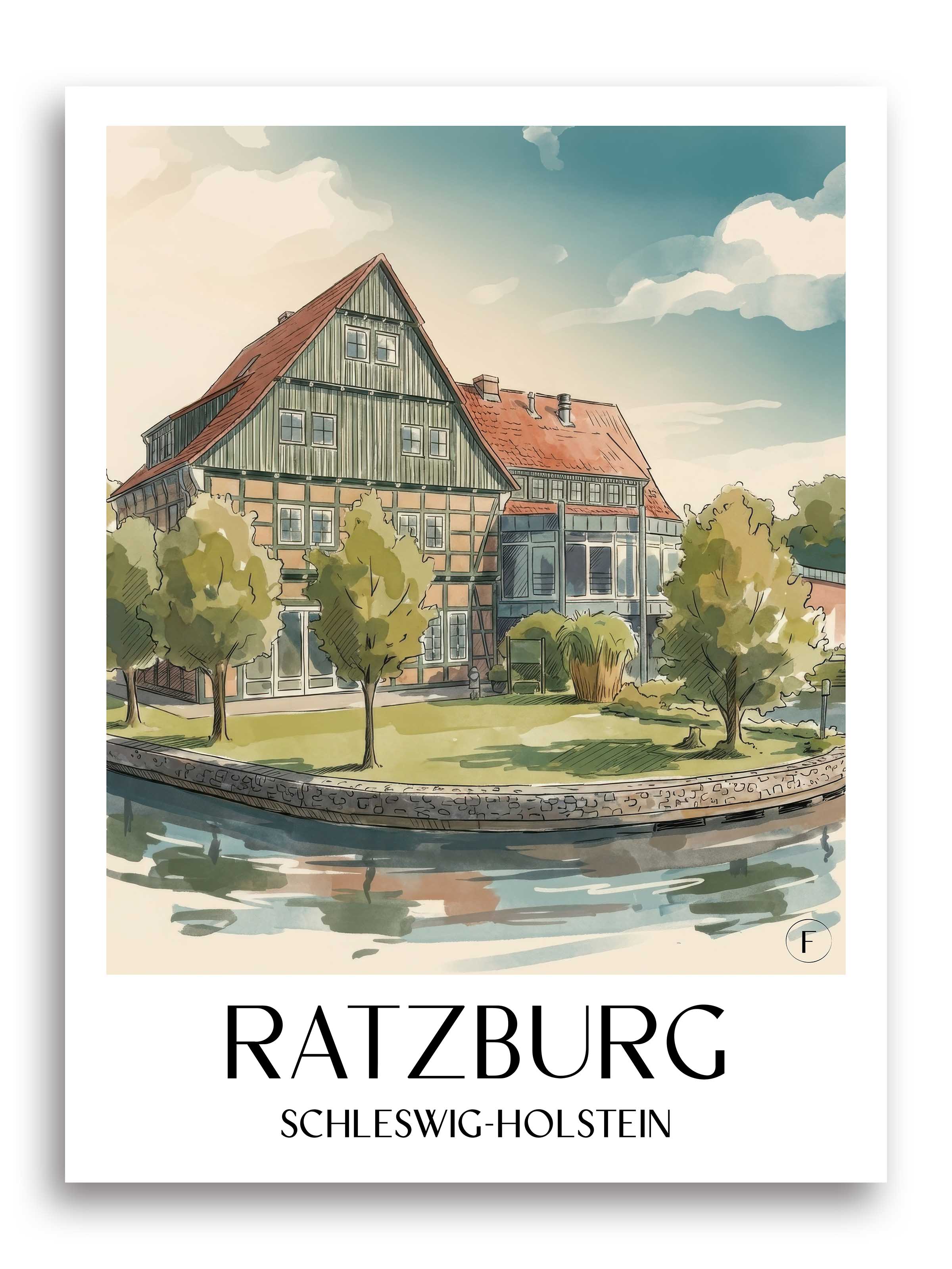 ratzburg-schleswig-holstein-deutschland-poster-aquarell
