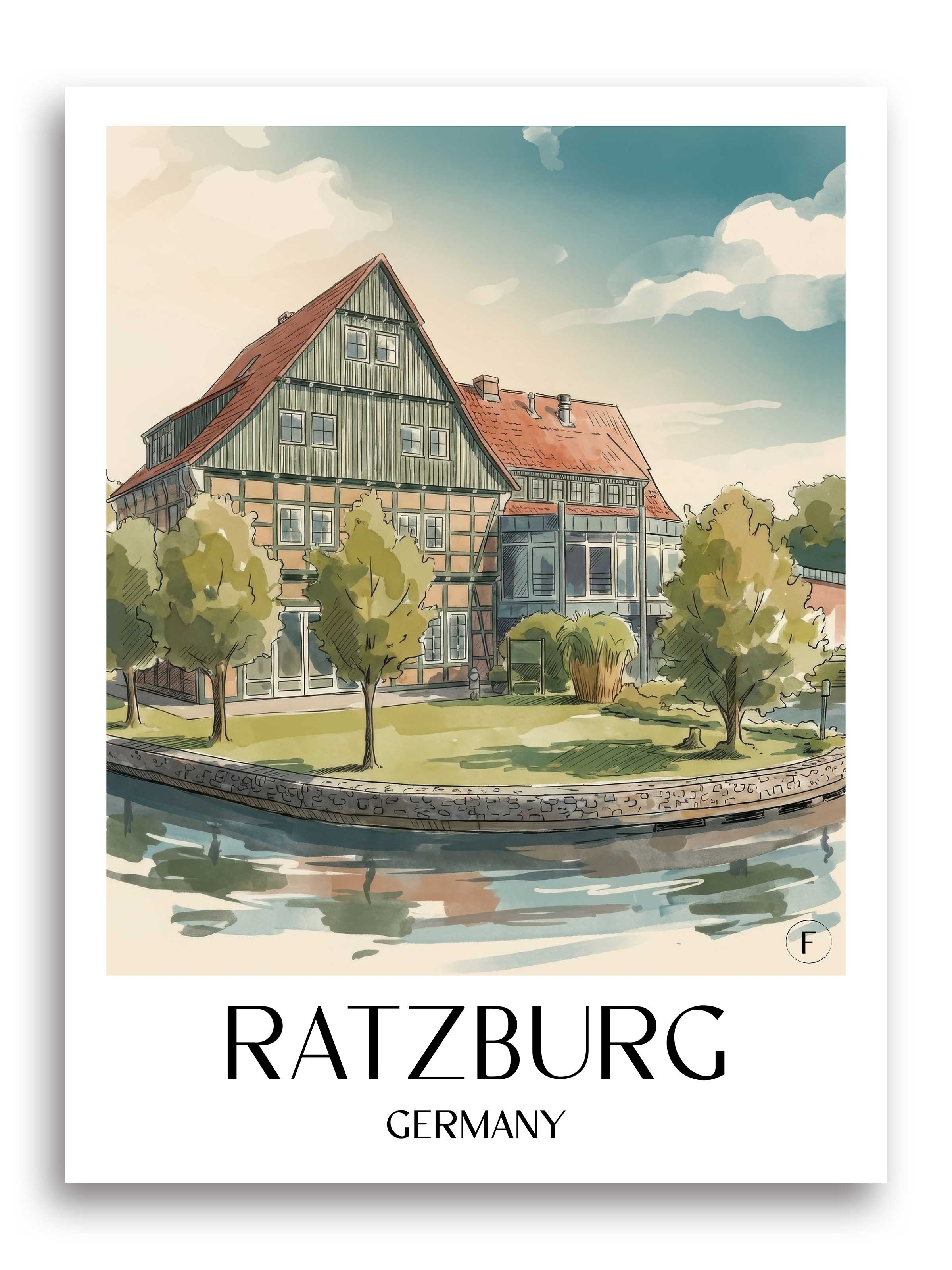Ratzburg Poster - Schleswig-Holstein - Deutschland Kunstdruck - Aquarell von A4 bis A1 - favplace