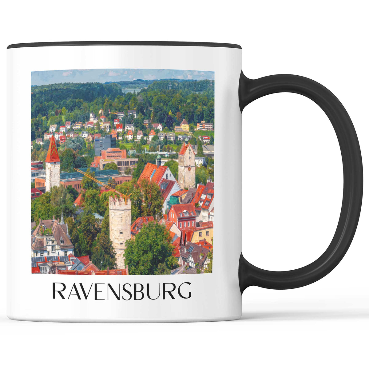 Ravensburg Kaffeebecher - Oberschwaben - Deutschland Becher - Kaffeetasse im Ölgemälde Stil