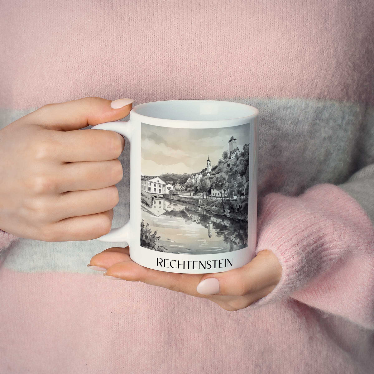 rechtenstein-deutschland-kaffeebecher-aquarell-schwarz-weiss