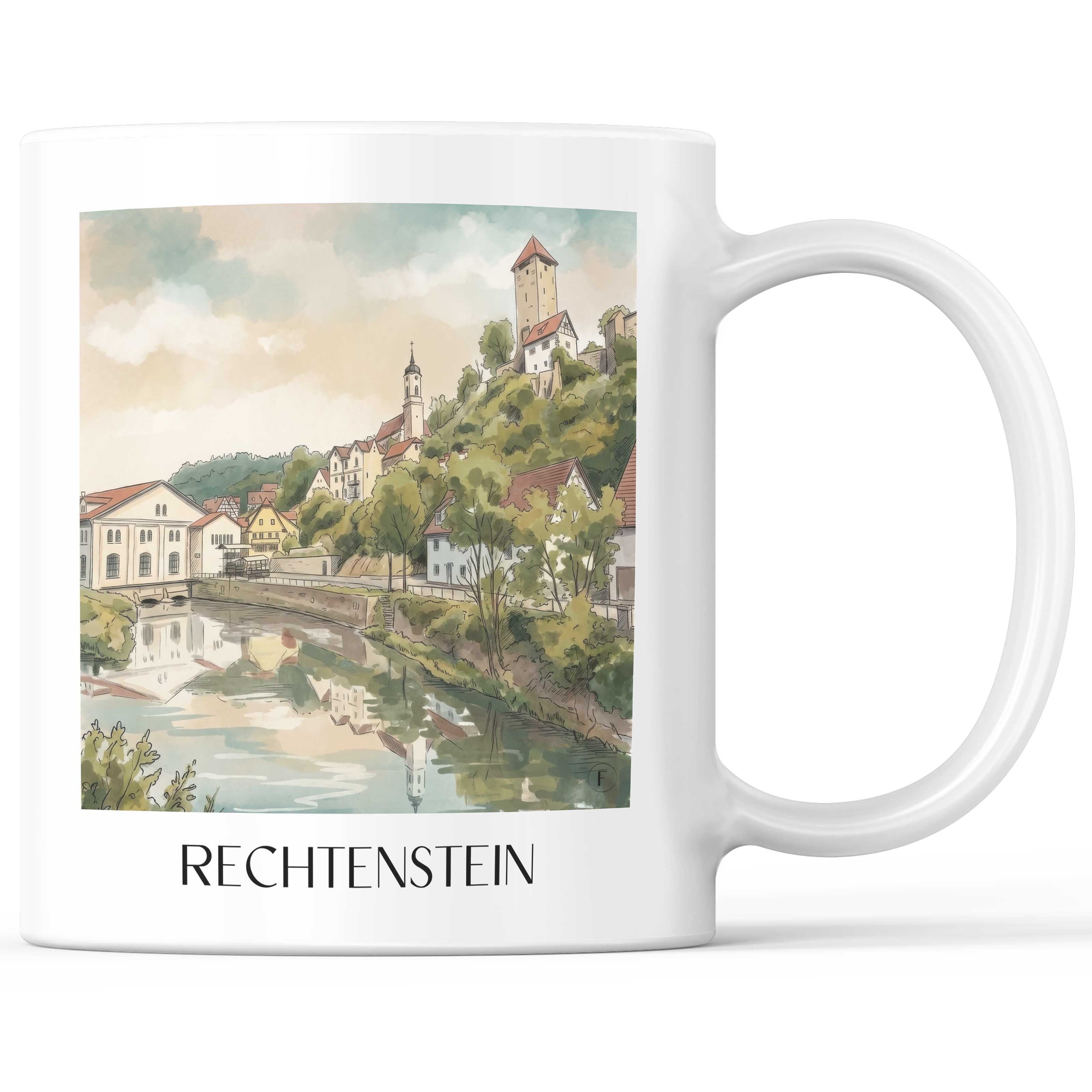 Rechtenstein - Deutschland Becher - Kaffeetasse im Aquarell Stil - favplace