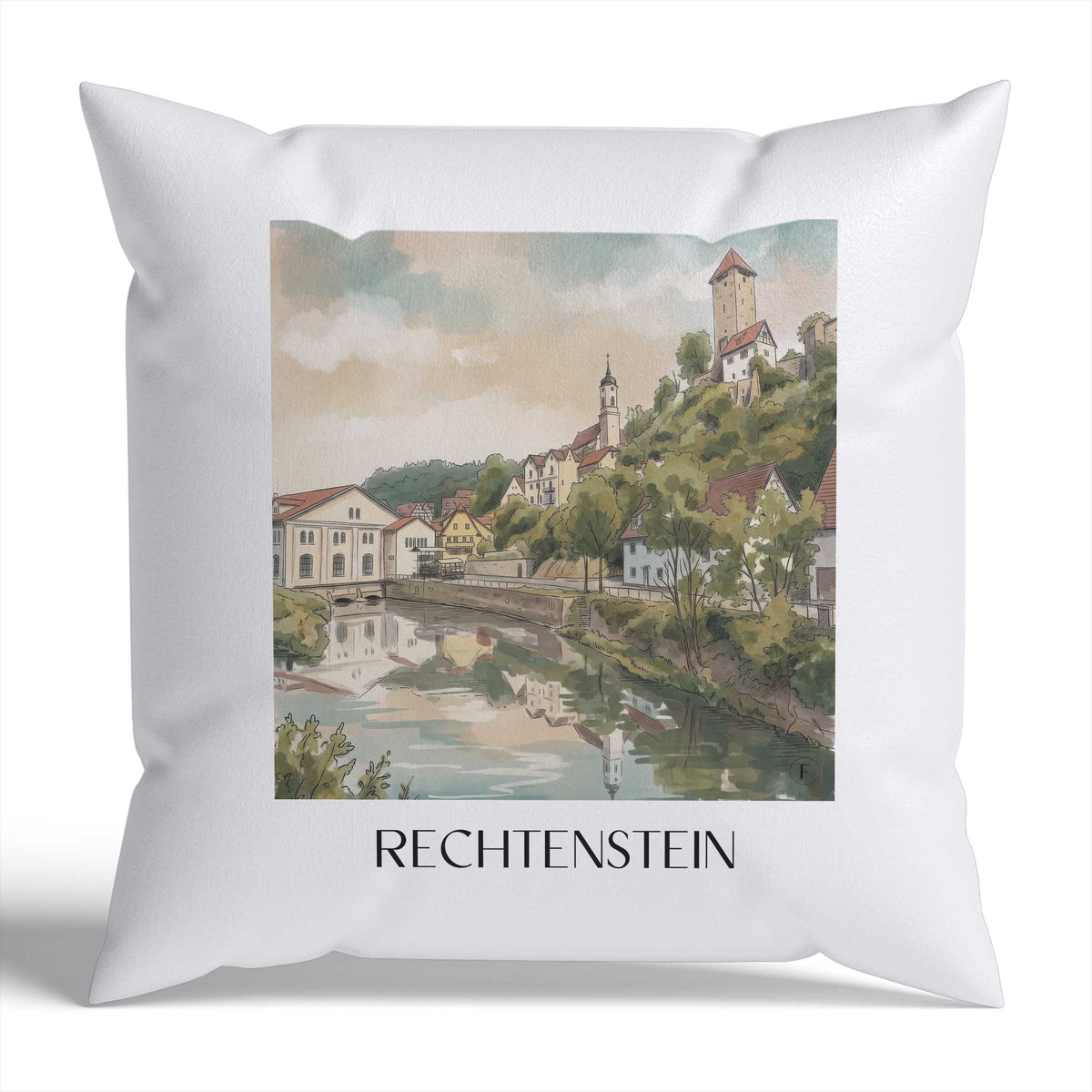 Rechtenstein Kissenhülle - Zierkissen Bezug - Deutschland - Deutschland Kissen bzw. Kissenbezug im Aquarell Stil - favplace