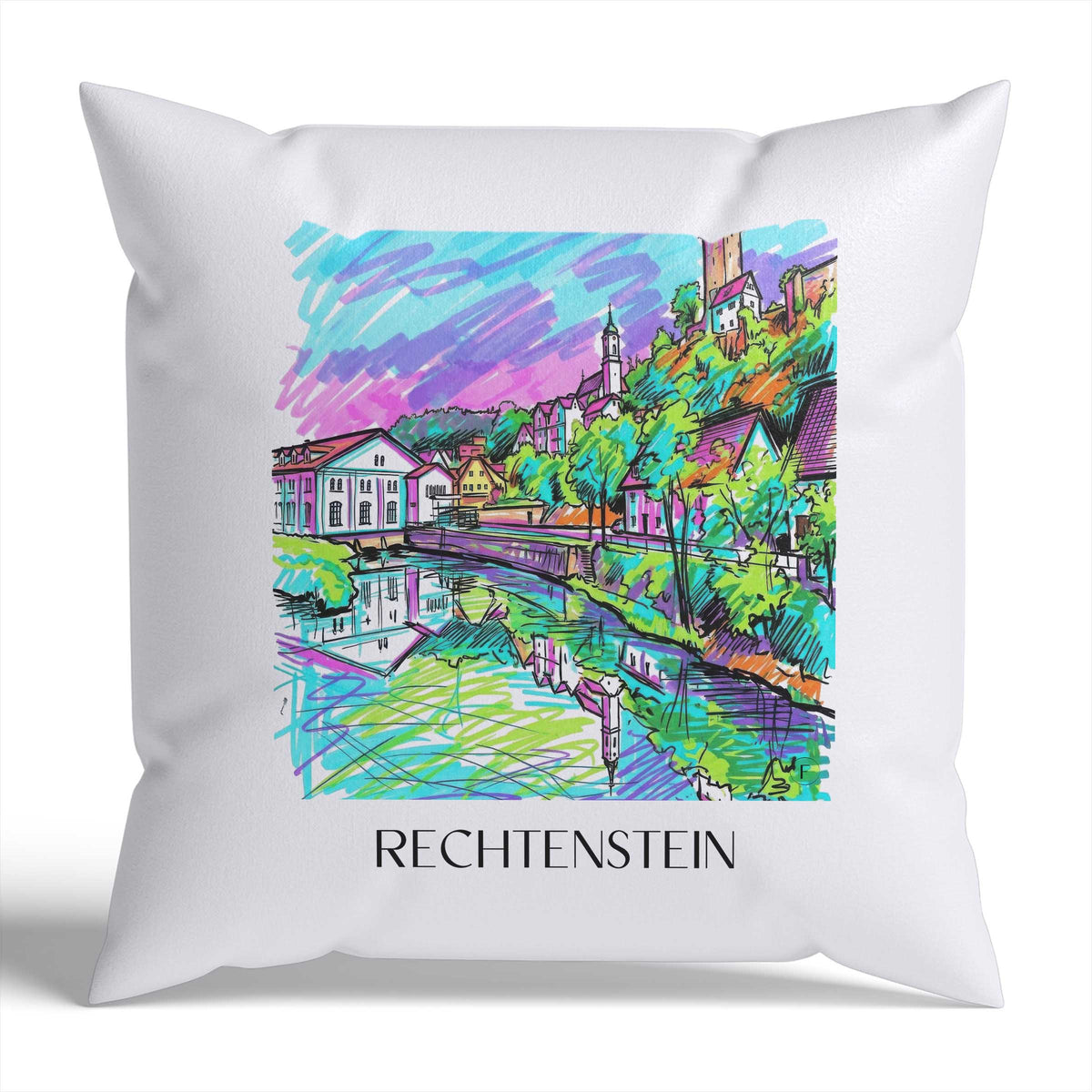 Rechtenstein Kissenhülle - Zierkissen Bezug - Deutschland - Deutschland Kissen bzw. Kissenbezug im Tag Graffiti Stil - favplace