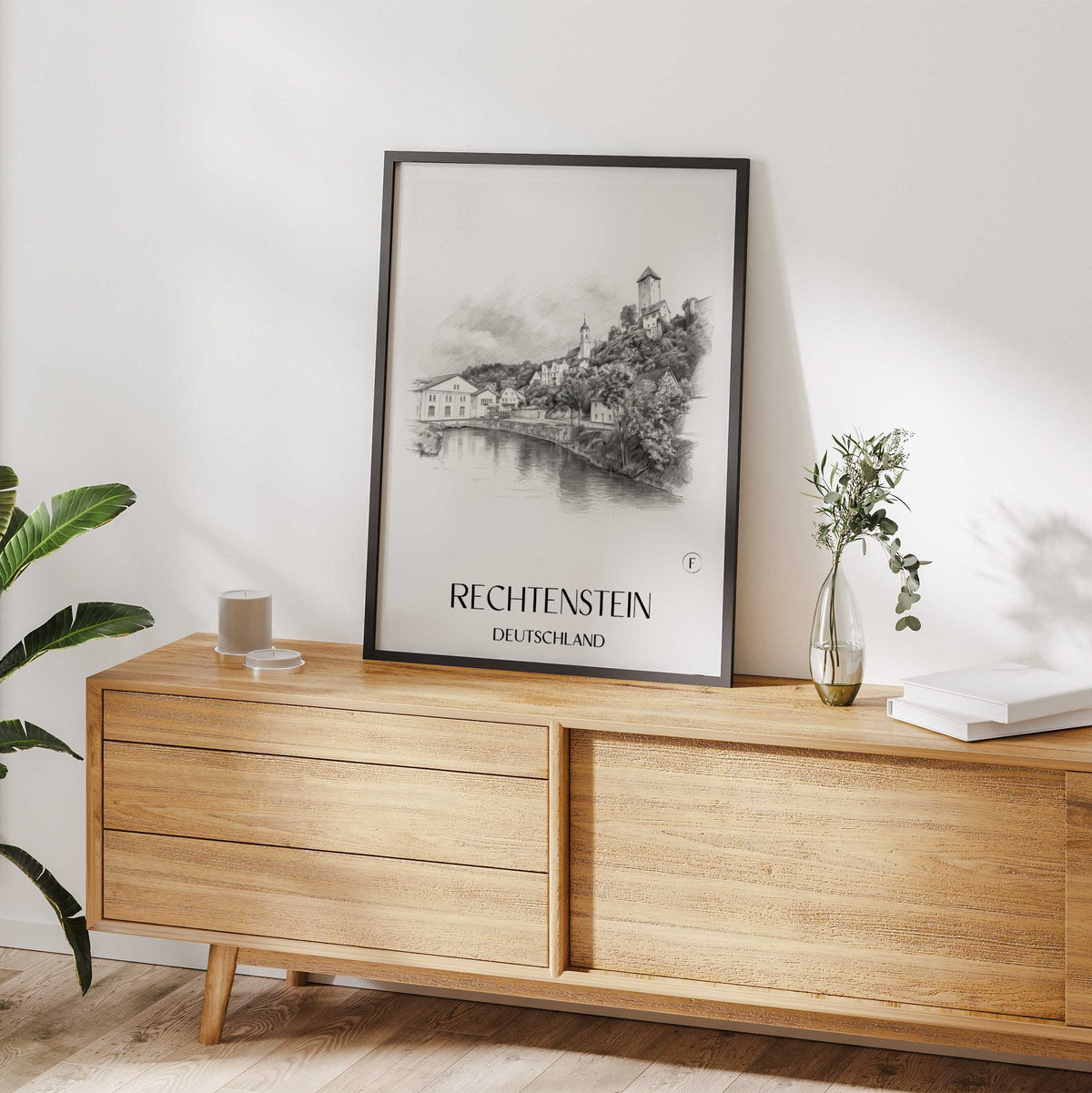 rechtenstein-deutschland-poster-bleistift-zeichnung-drawing