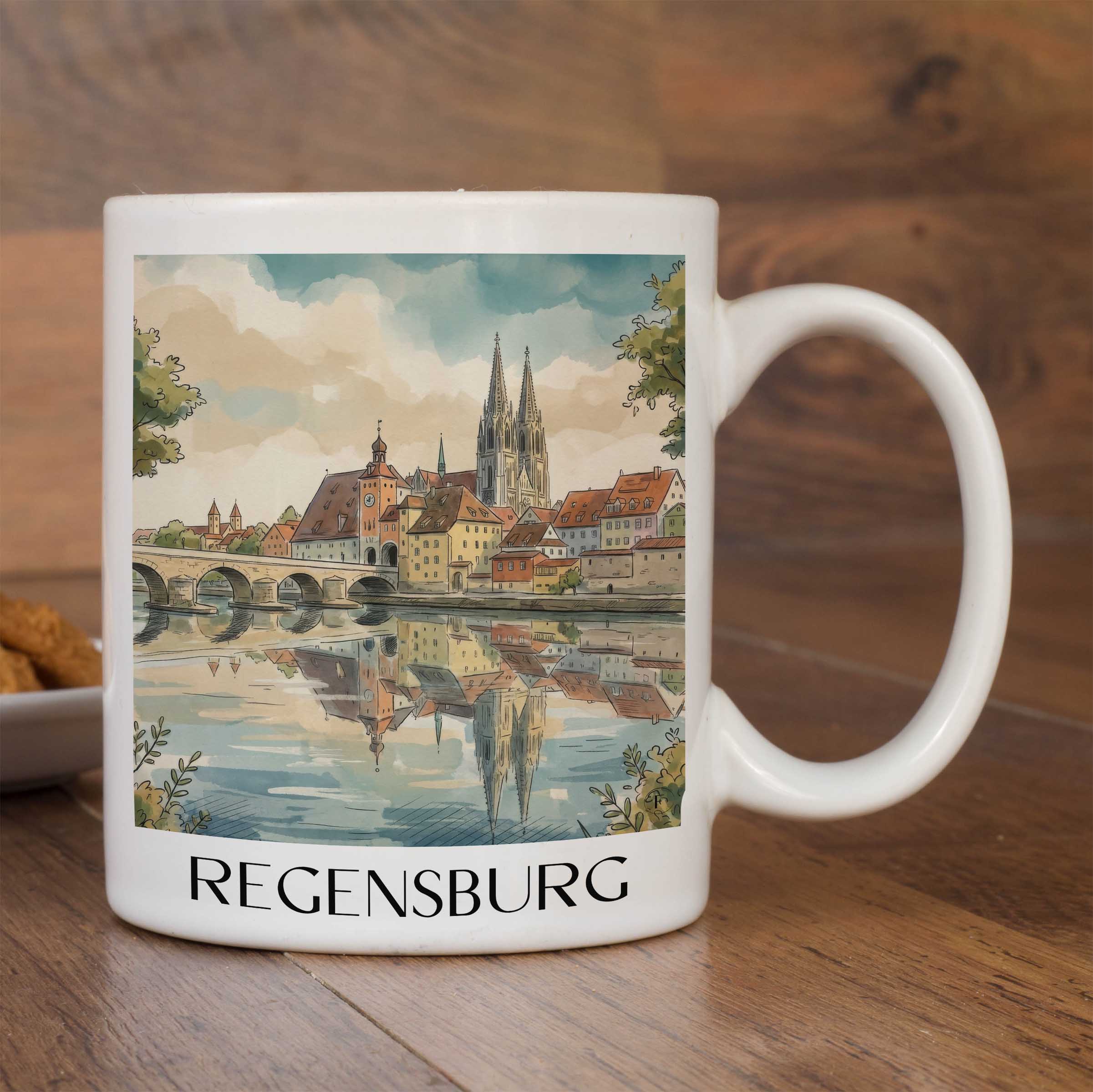 regensburg-bayern-deutschland-kaffeebecher-aquarell