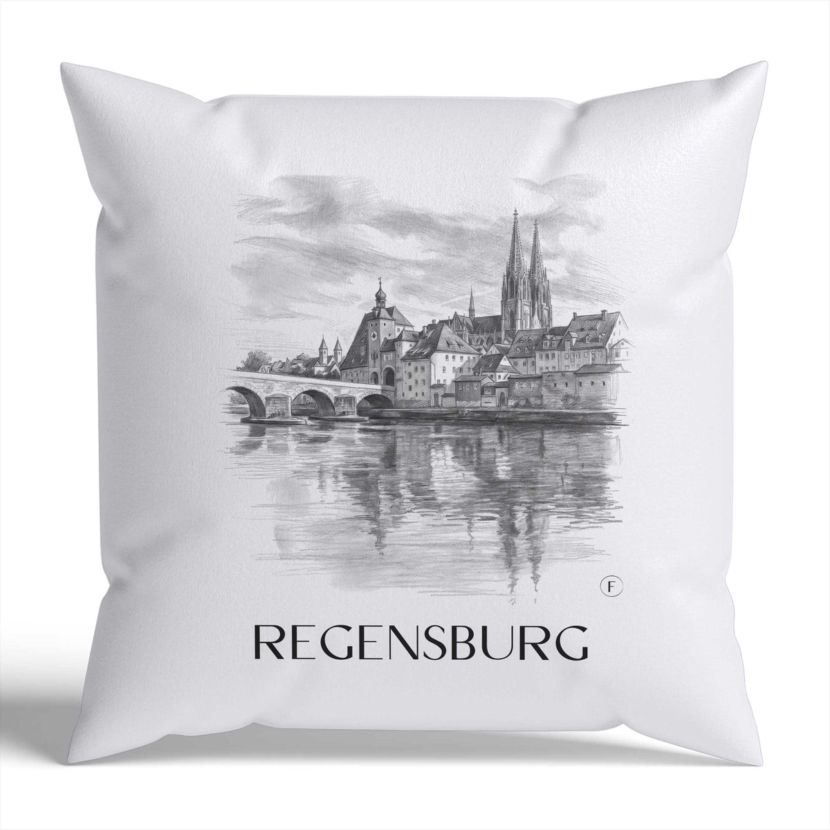 Regensburg Kissenhülle - Zierkissen Bezug - Bayern - Deutschland Kissen bzw. Kissenbezug im Zeichnung Stil - favplace