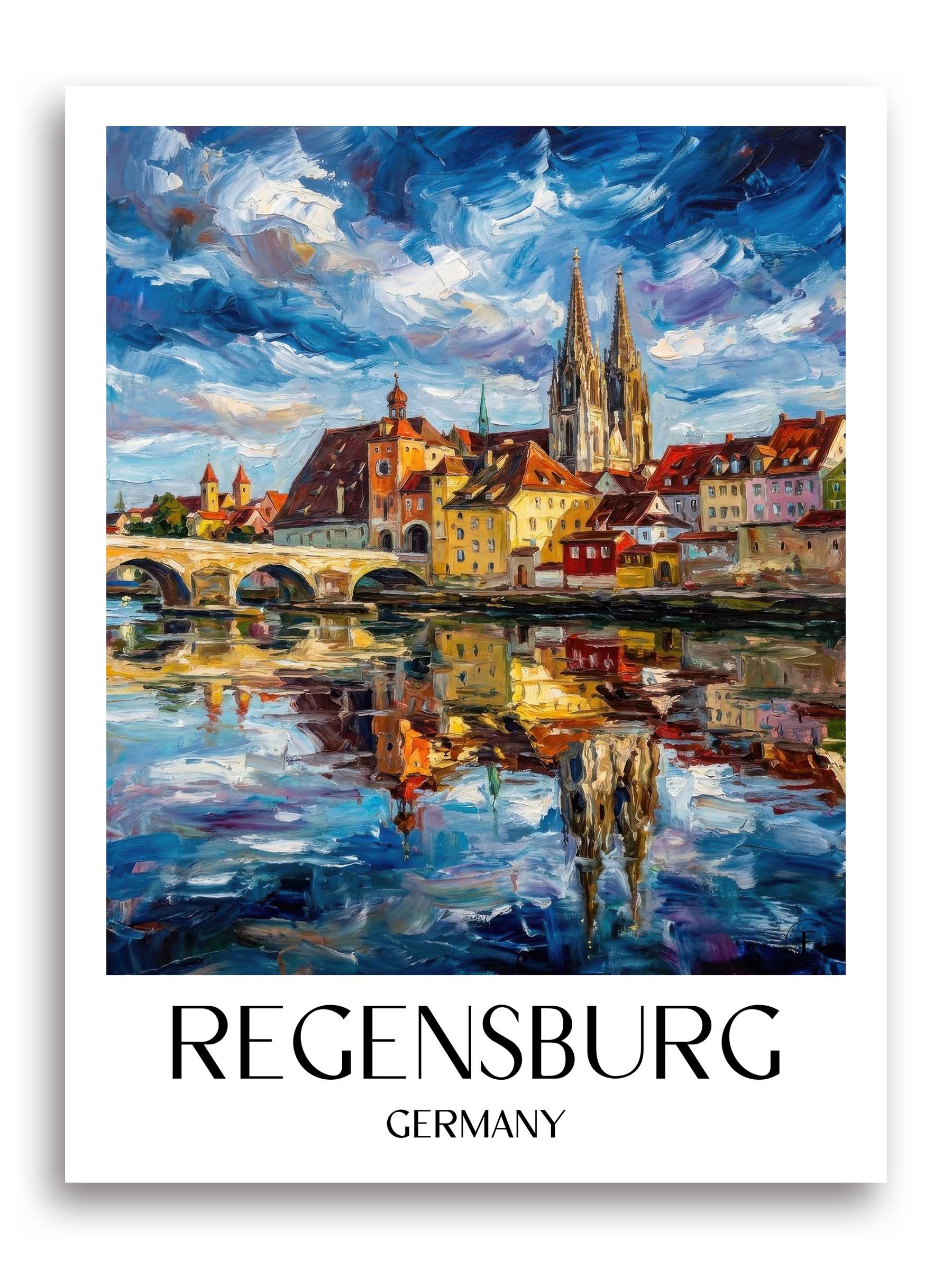 Regensburg Poster - Bayern - Deutschland Kunstdruck - Ölgemälde von A4 bis A1 - favplace