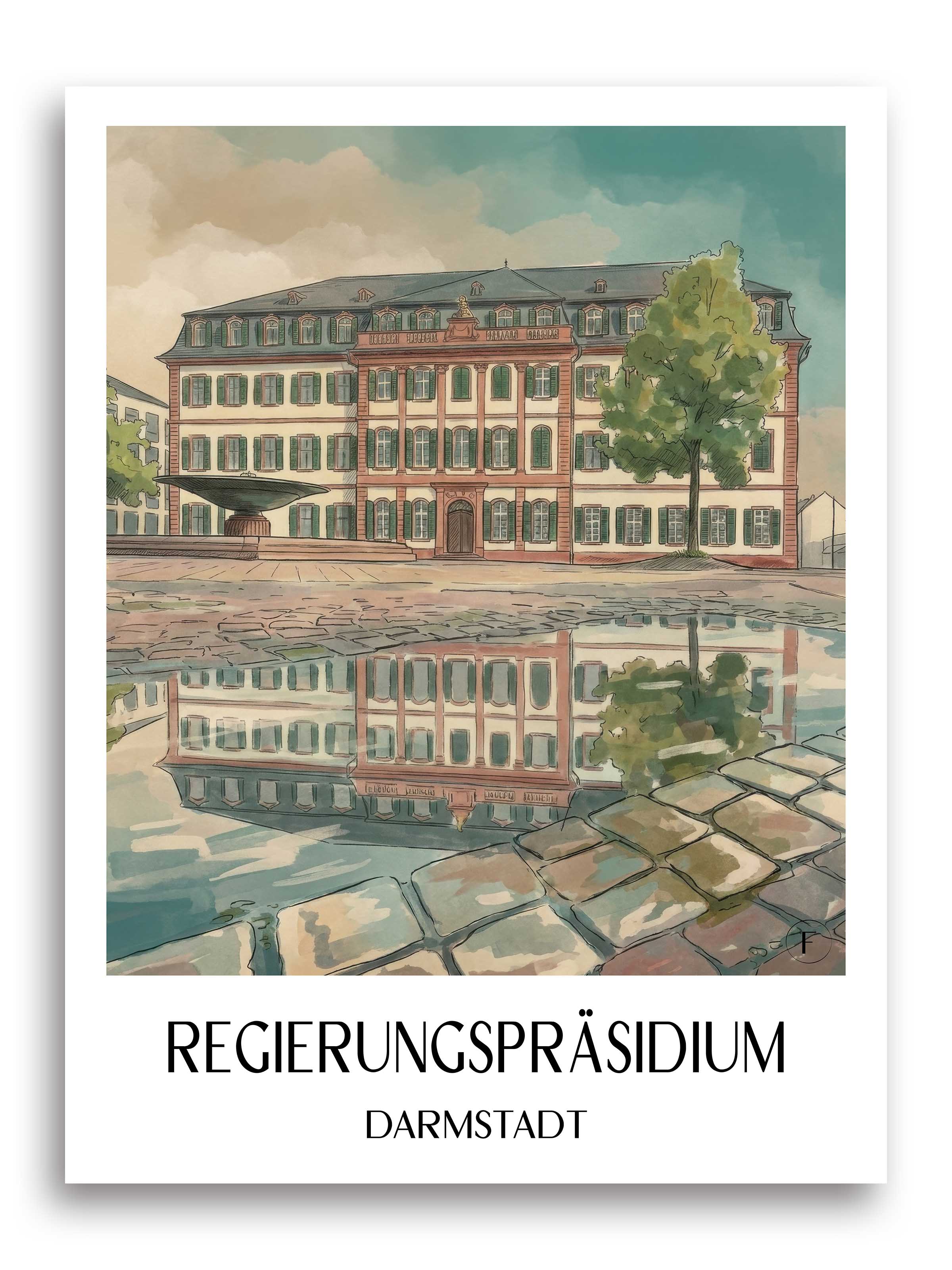 regierungspräsidium-darmstadt-deutschland-poster-aquarell