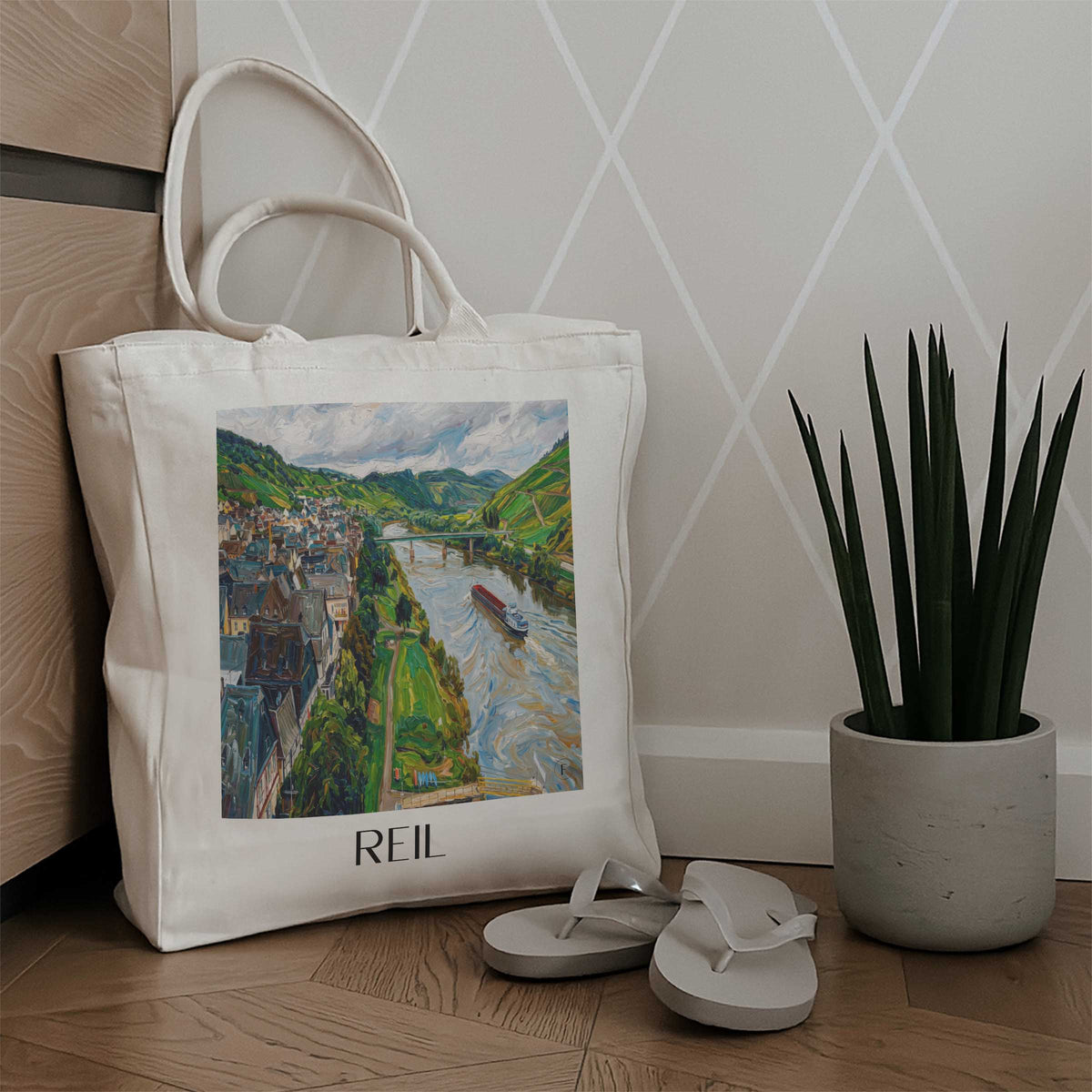 reil-moseltal-deutschland-einkaufstasche-oil-painting-oelgemaelde