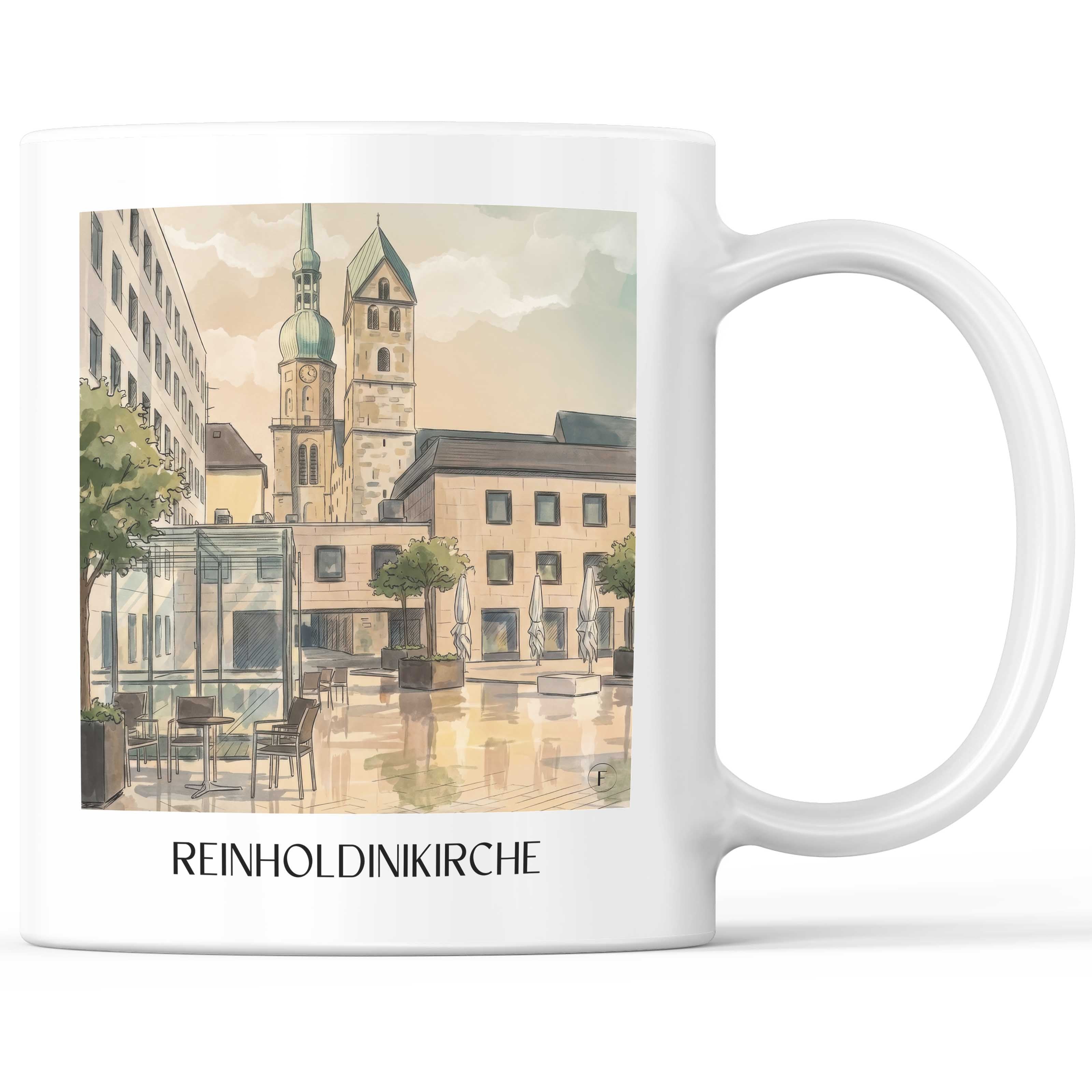 Reinholdinikirche Kaffeebecher - Dortmund - Deutschland Becher - Kaffeetasse im Aquarell Stil - favplace
