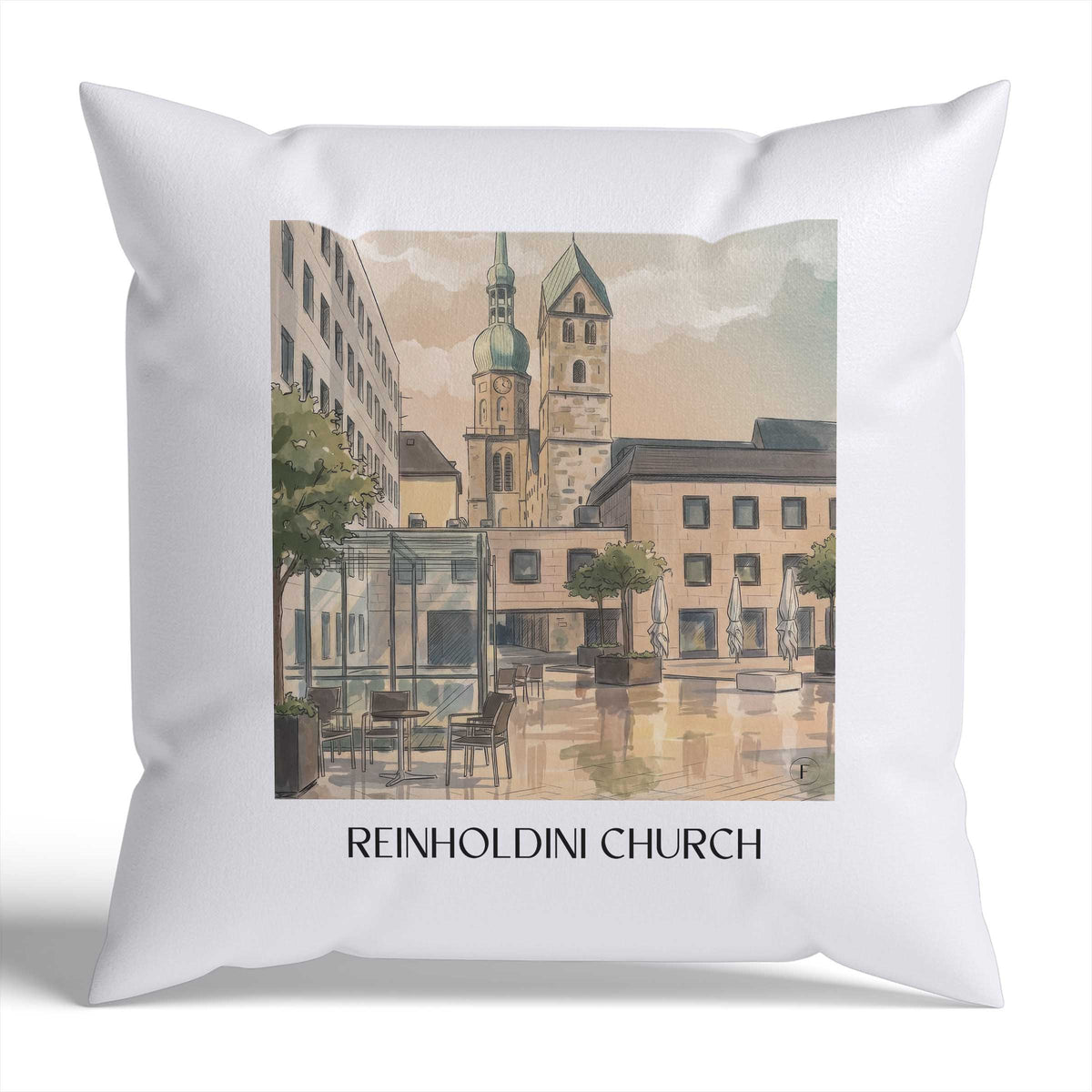 Reinholdinikirche Kissenhülle - Zierkissen Bezug - Dortmund - Deutschland Kissen bzw. Kissenbezug im Aquarell Stil - favplace