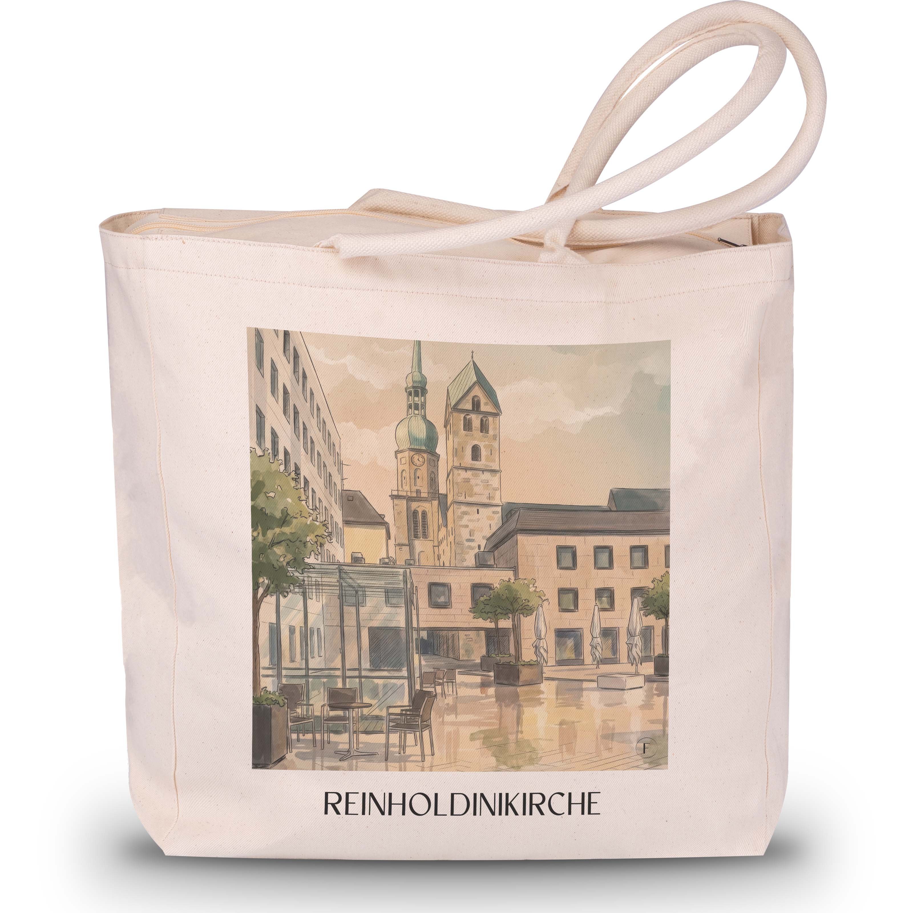 reinholdinikirche-dortmund-deutschland-einkaufstasche-aquarell