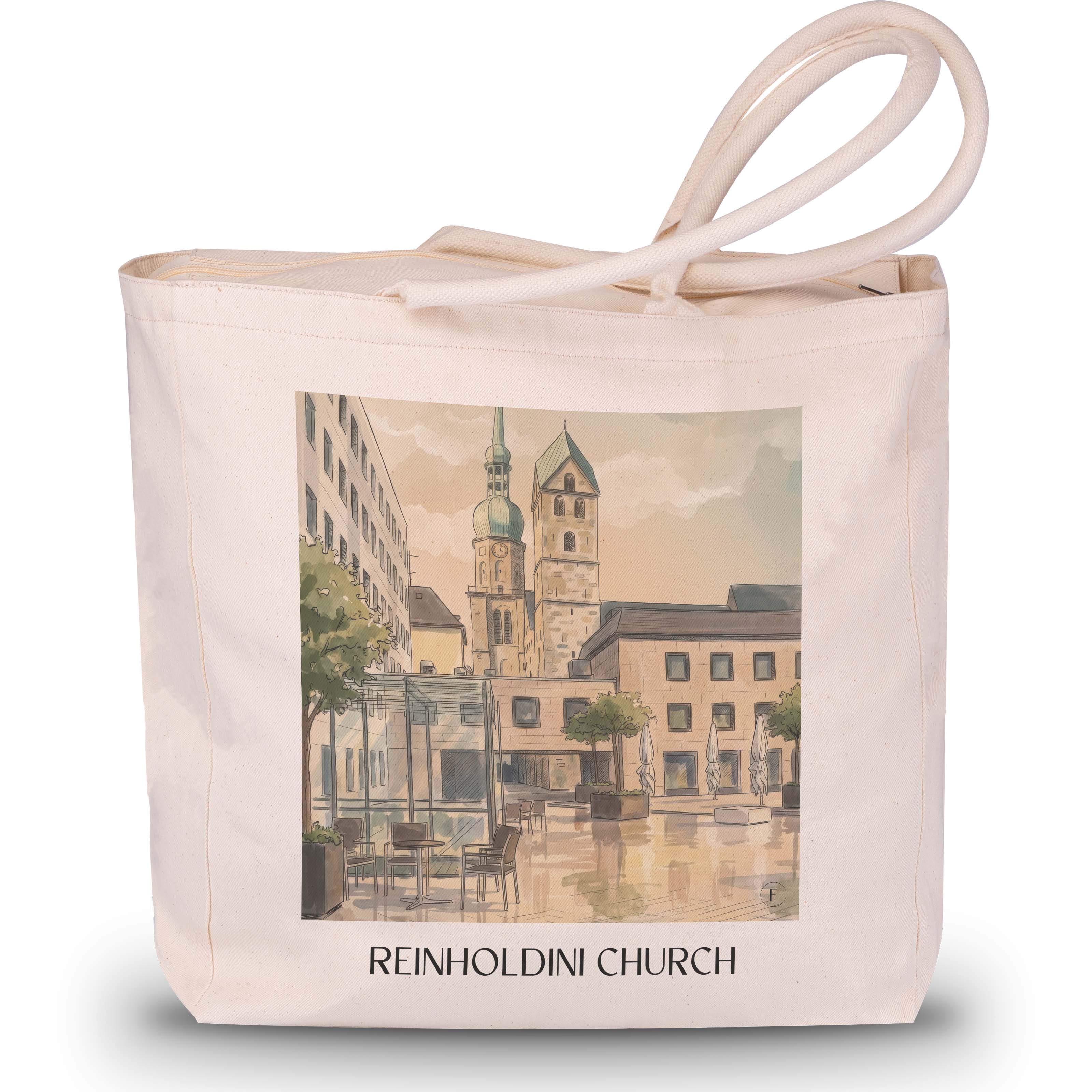 Reinholdinikirche Shopping Tasche - Dortmund - Deutschland Tote Bag - Einkaufstasche im Aquarell Stil - favplace