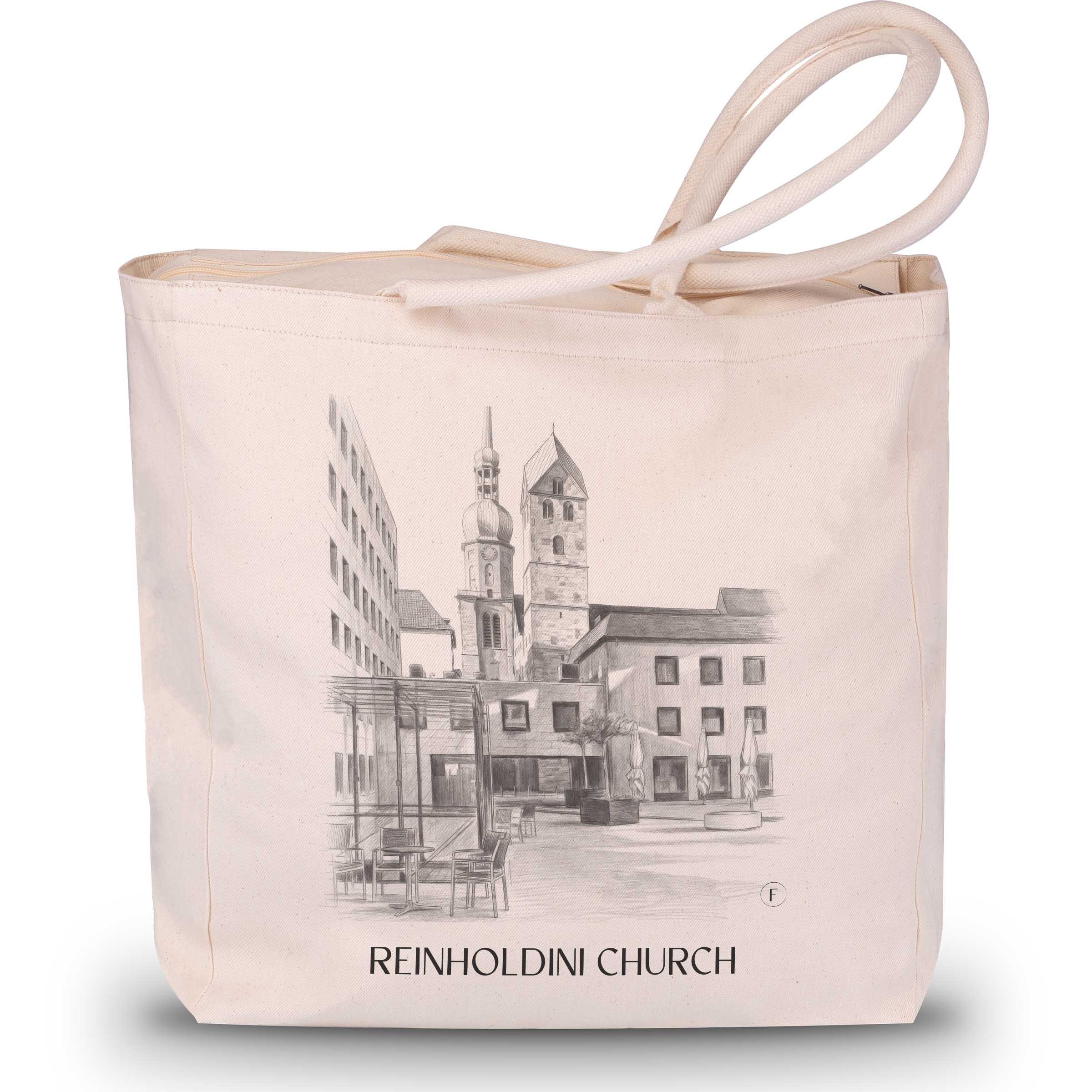 Reinholdinikirche Shopping Tasche - Dortmund - Deutschland Tote Bag - Einkaufstasche im Zeichnung Stil