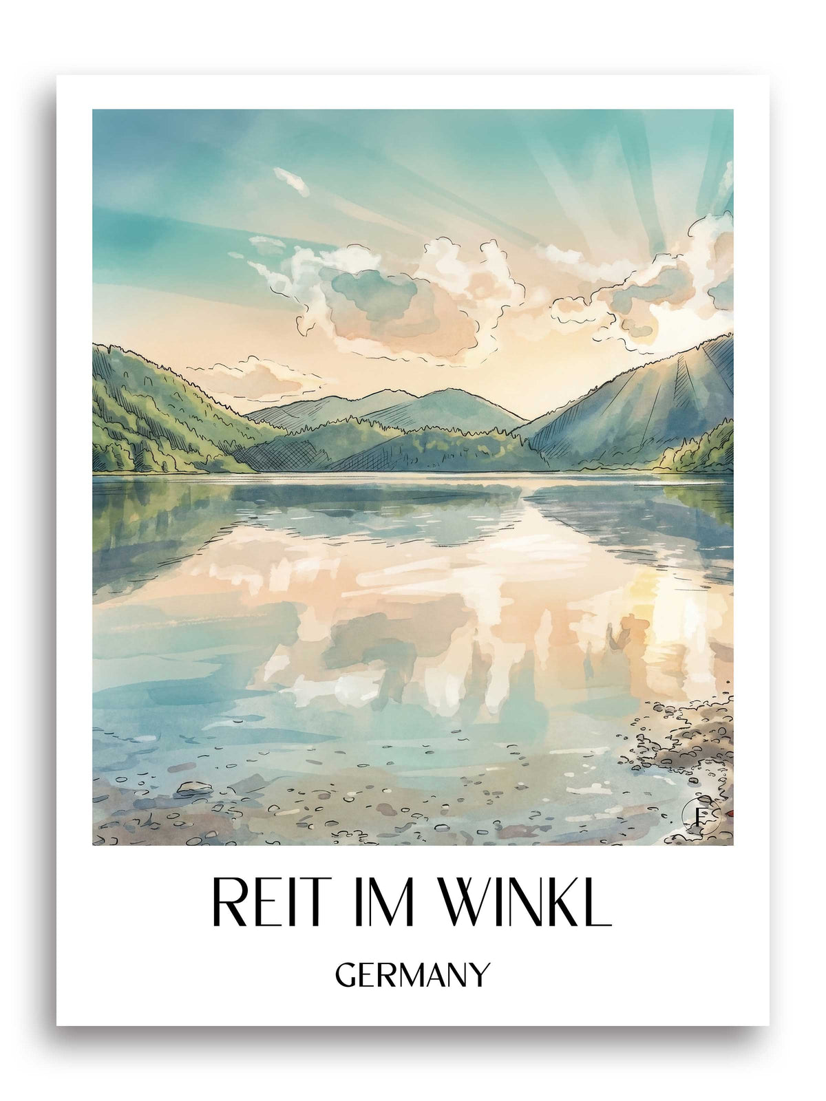 Reit im Winkl Poster - Chiemgau - Deutschland Kunstdruck - Aquarell von A4 bis A1 - favplace