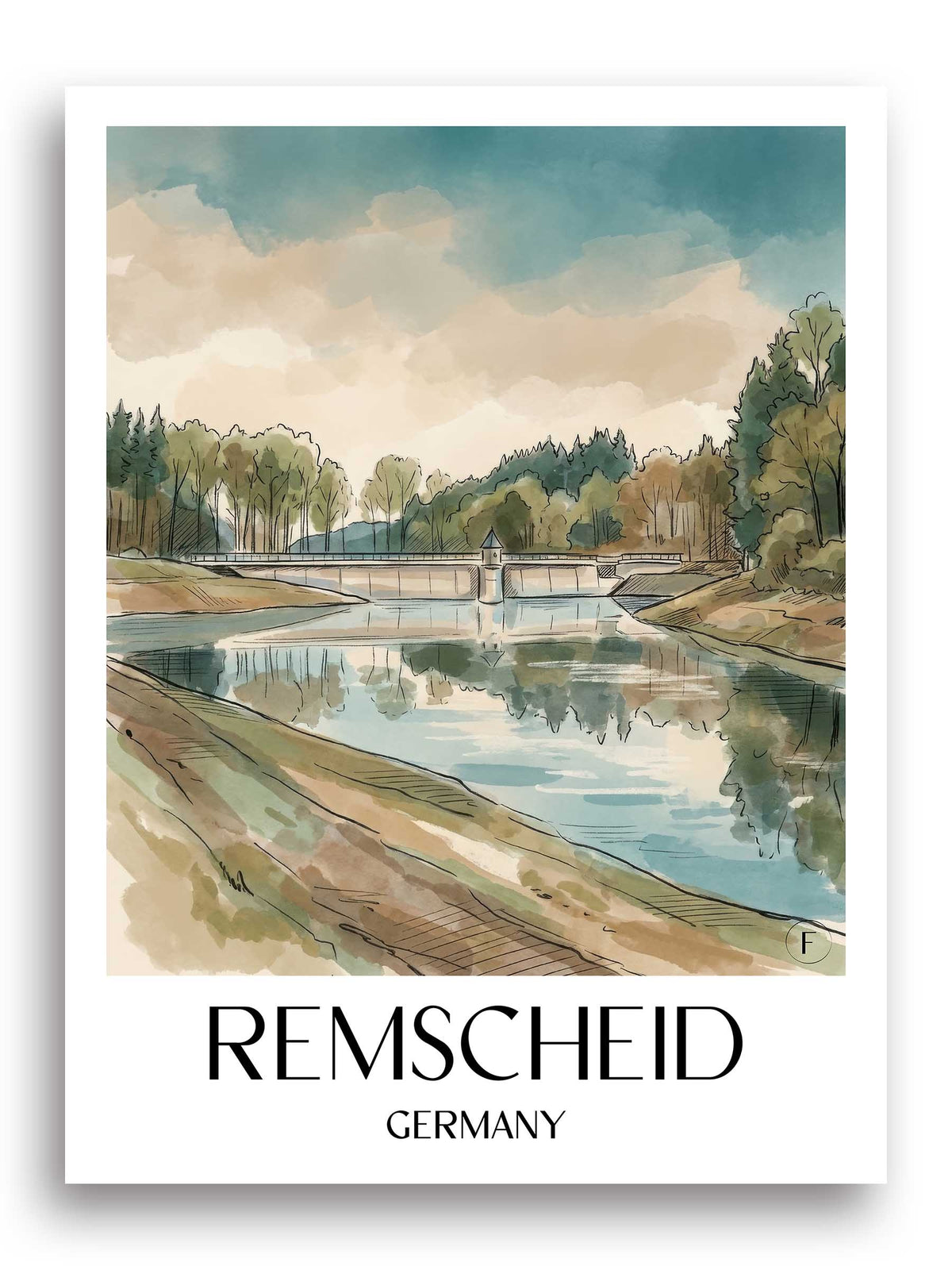 Remscheid Poster - Bergisches Land - Deutschland Kunstdruck - Aquarell von A4 bis A1 - favplace