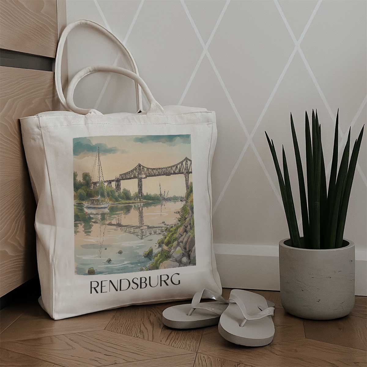 rendsburg-mittelholstein-deutschland-einkaufstasche-aquarell