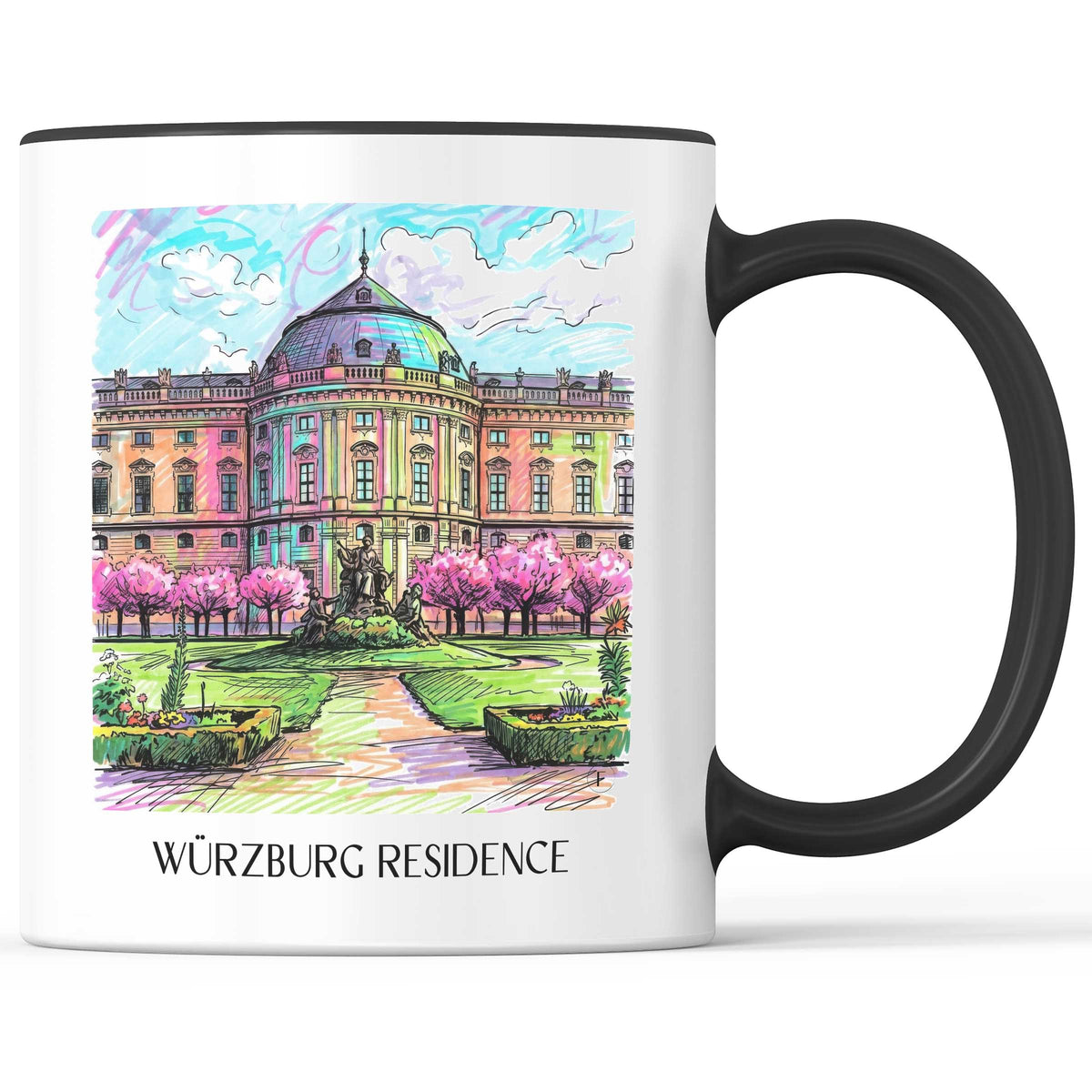 Residenz Würzburg Kaffeebecher - Franken - Deutschland Becher - Kaffeetasse im Tag Graffiti Stil - favplace
