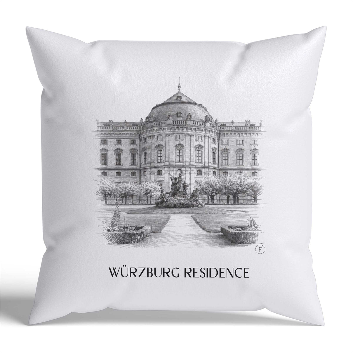 Residenz Würzburg Kissenhülle - Zierkissen Bezug - Franken - Deutschland Kissen bzw. Kissenbezug im Zeichnung Stil - favplace