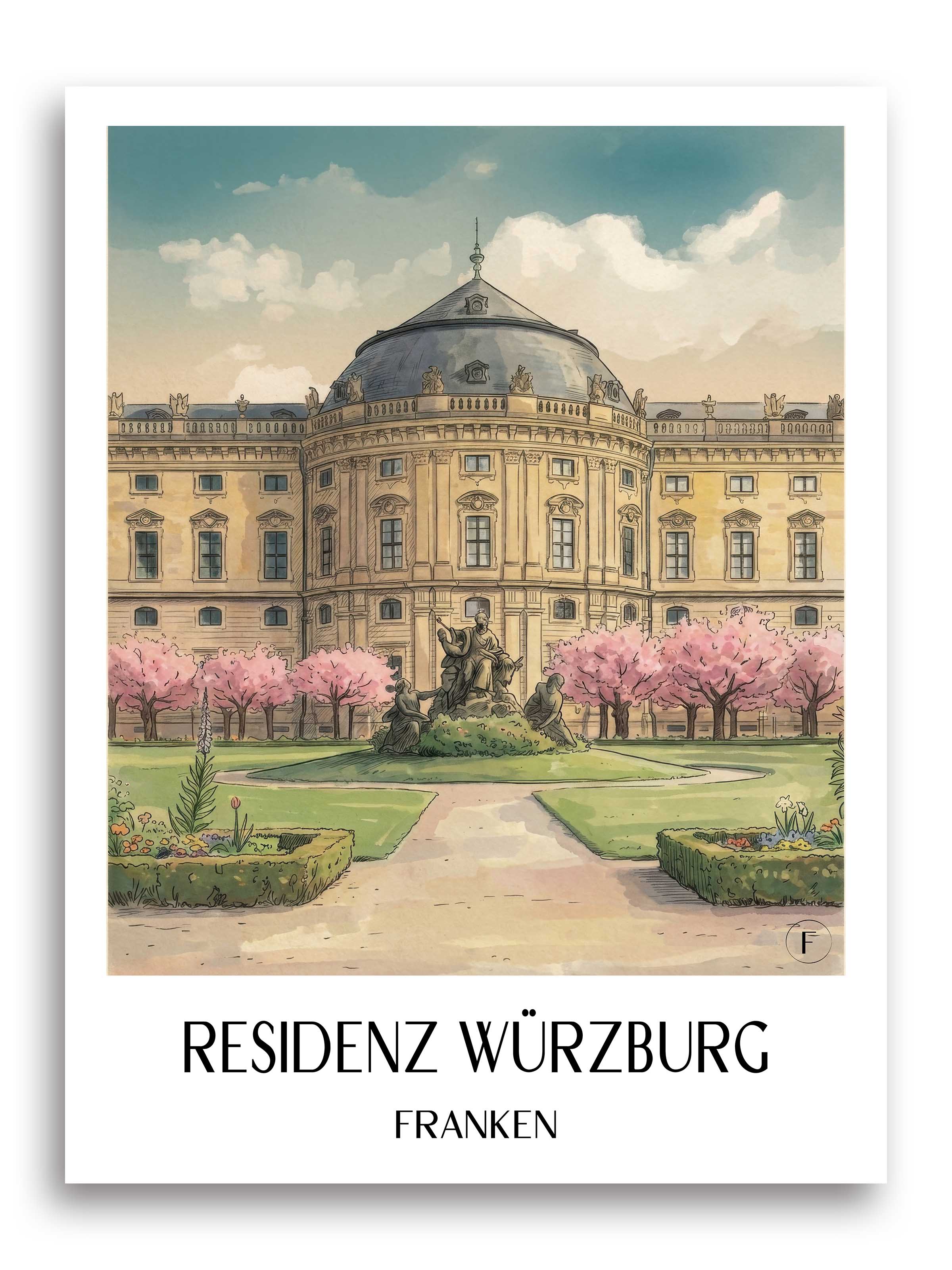 residenz-würzburg-franken-deutschland-poster-aquarell