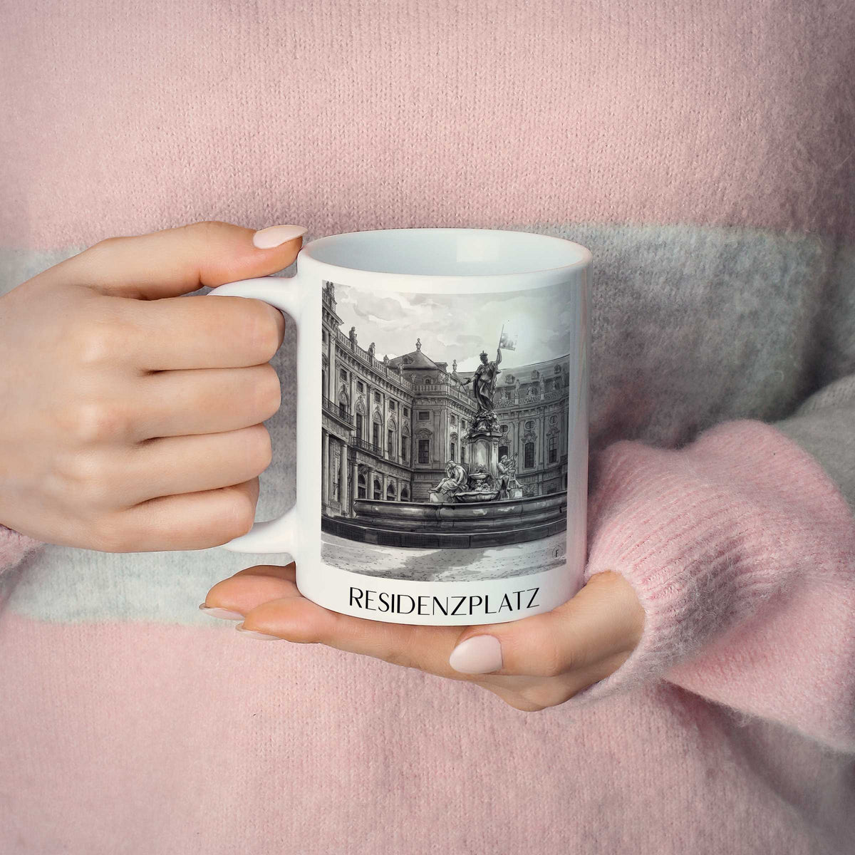 residenzplatz-würzburg-deutschland-kaffeebecher-aquarell-schwarz-weiss
