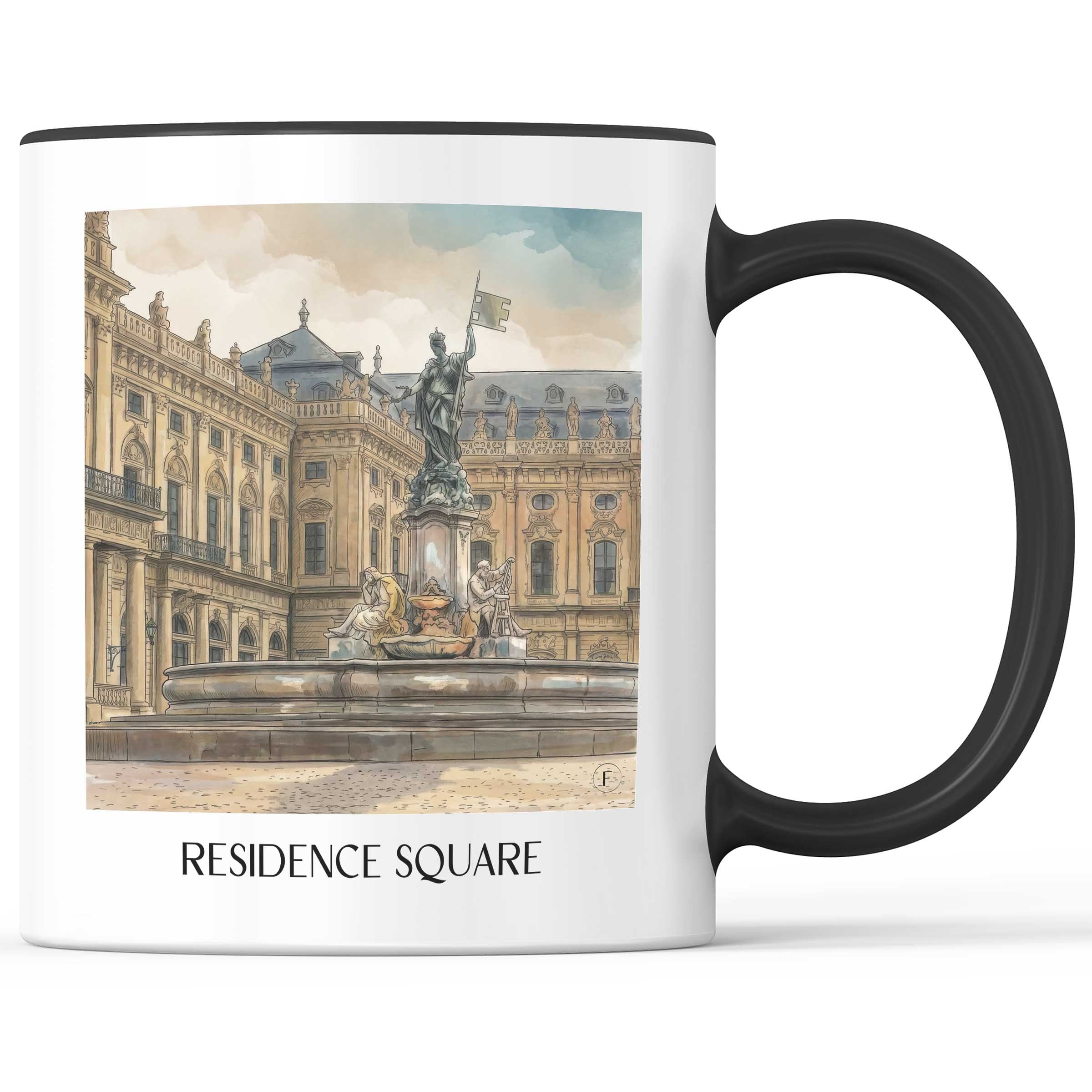 Residenzplatz Kaffeebecher - Würzburg - Deutschland Becher - Kaffeetasse im Aquarell Stil - favplace
